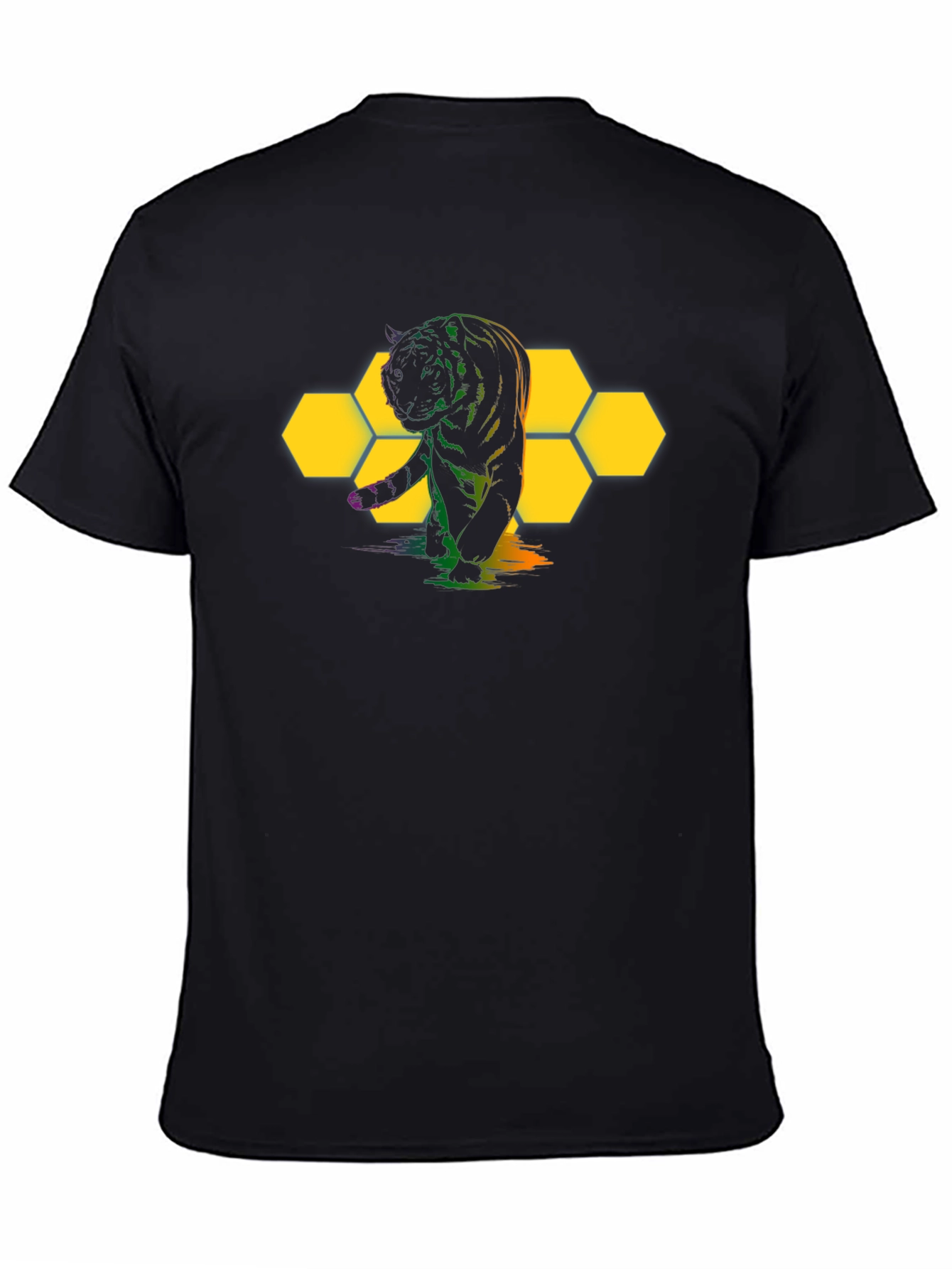 Tiger Hexagon Graphic Black T-Shirt
