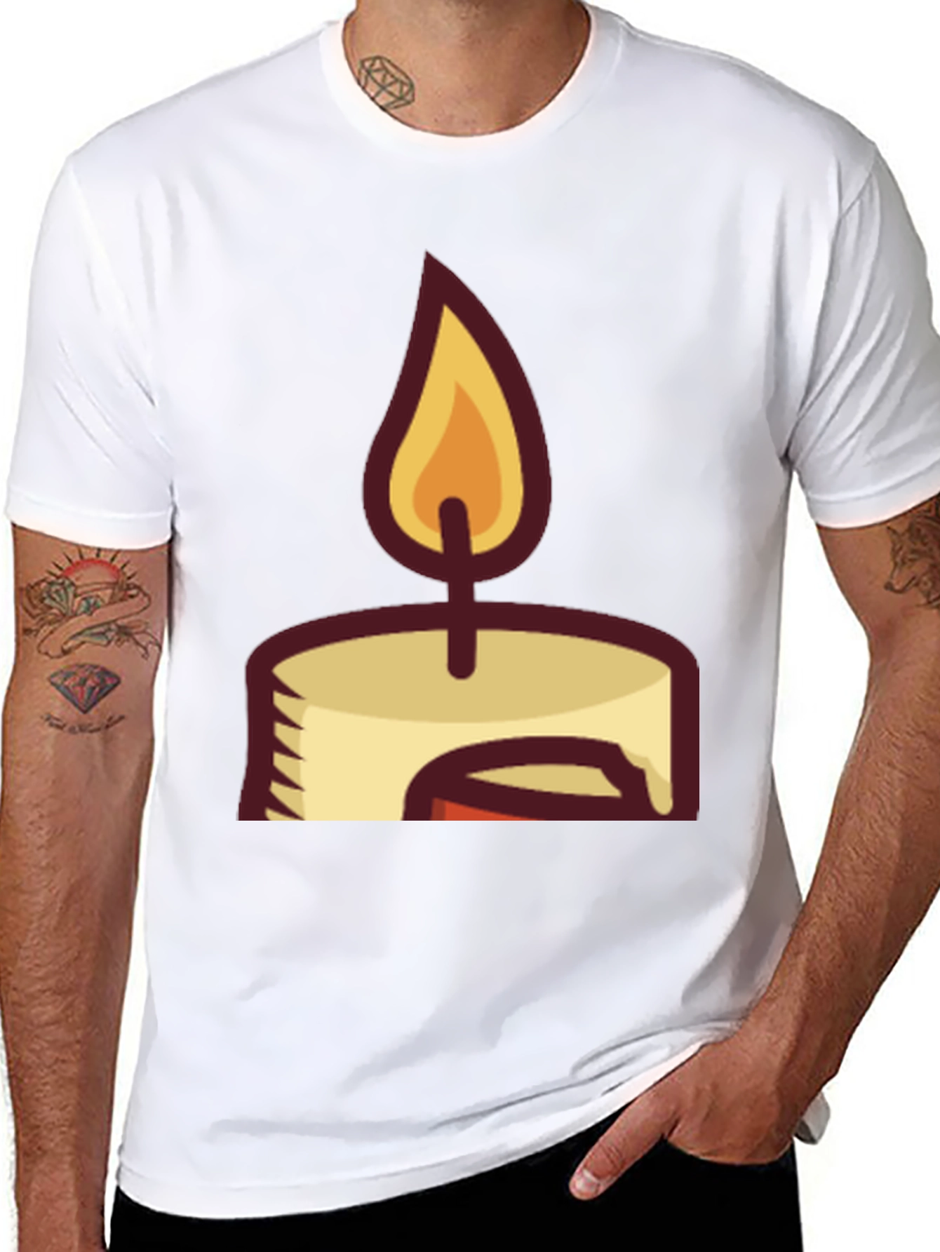 Candle Graphic Tee - Black Cotton Blend T-Shirt