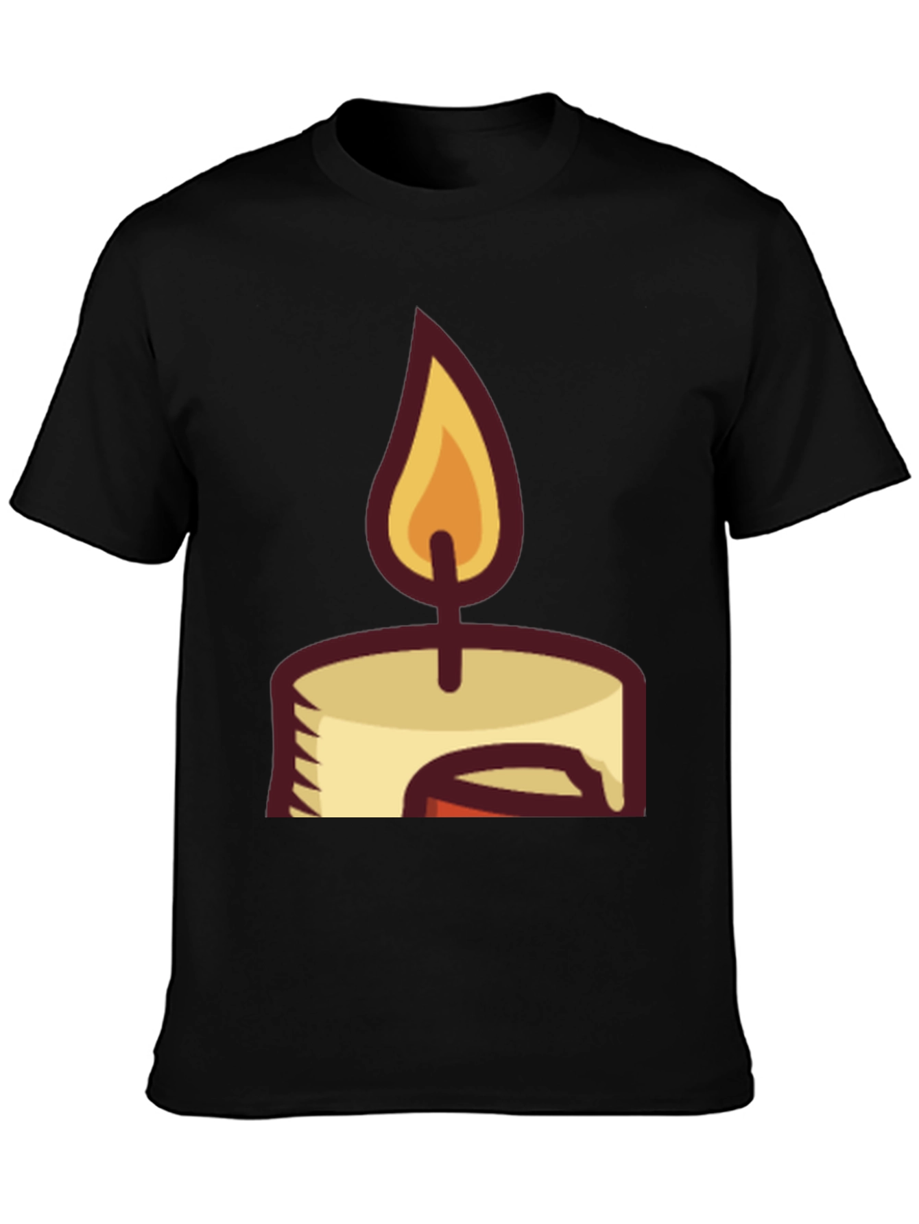 Candle Graphic Tee - Black Cotton Blend T-Shirt