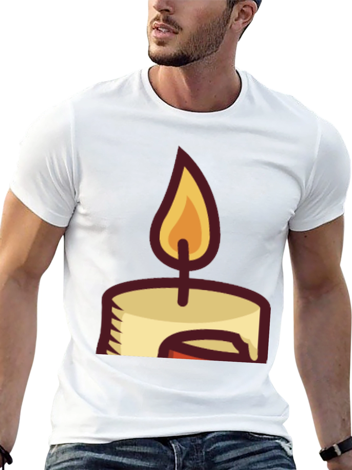 Candle Graphic Tee - Black Cotton Blend T-Shirt