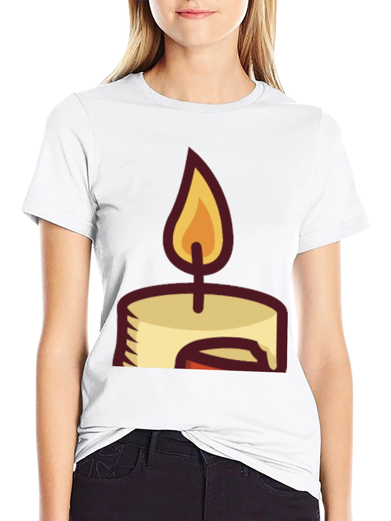 Candle Graphic Tee - Black Cotton Blend T-Shirt