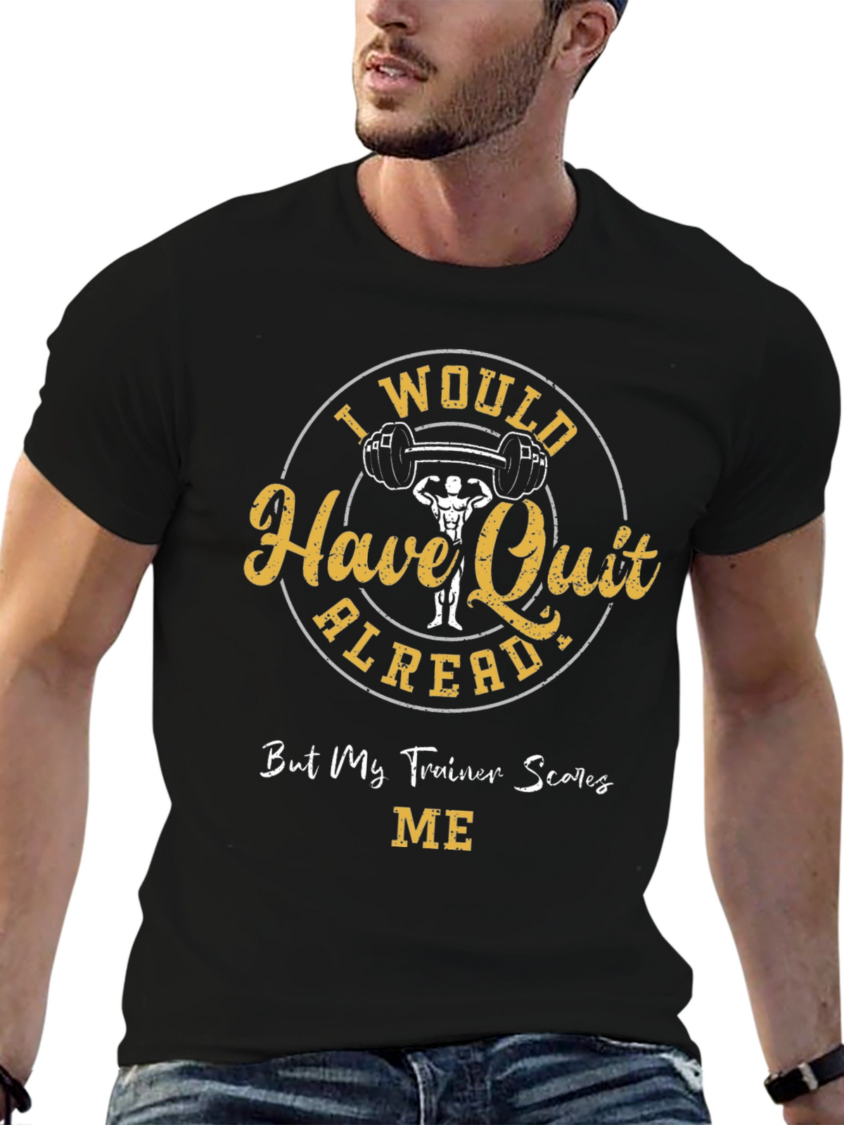 Funny Gym Workout T-Shirt - Trainer Scares Me
