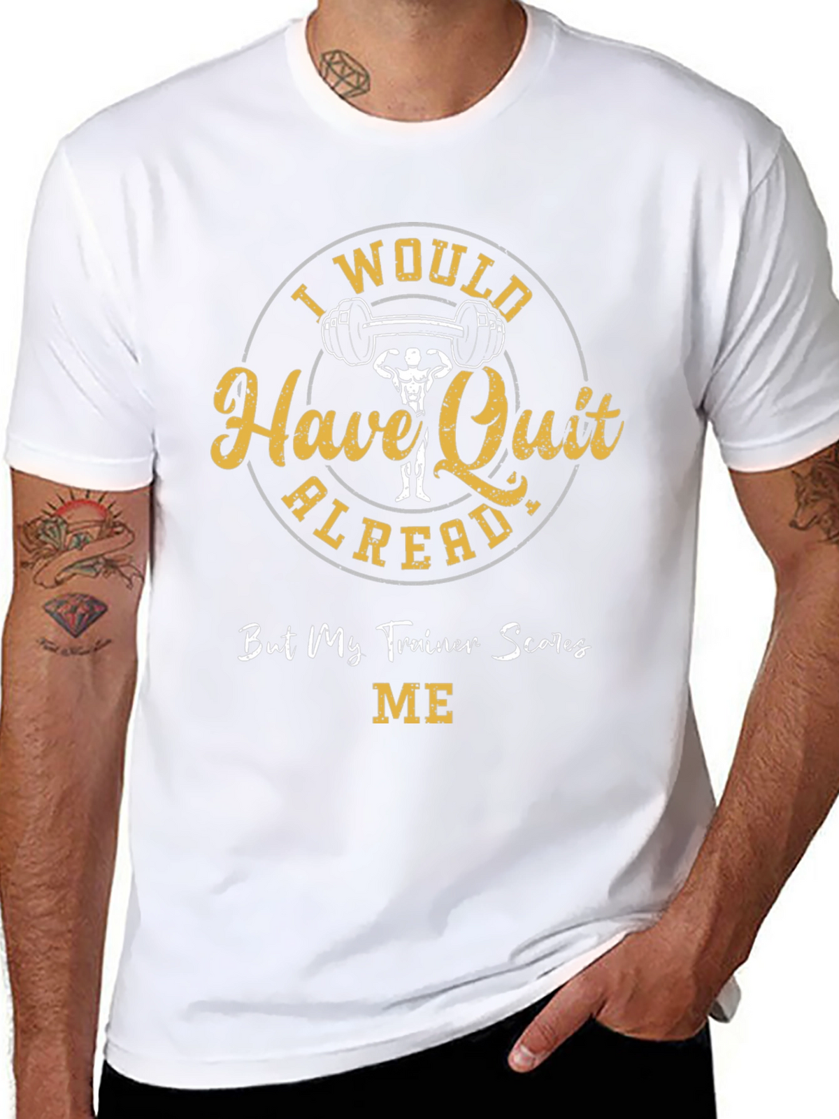 Funny Gym Workout T-Shirt - Trainer Scares Me