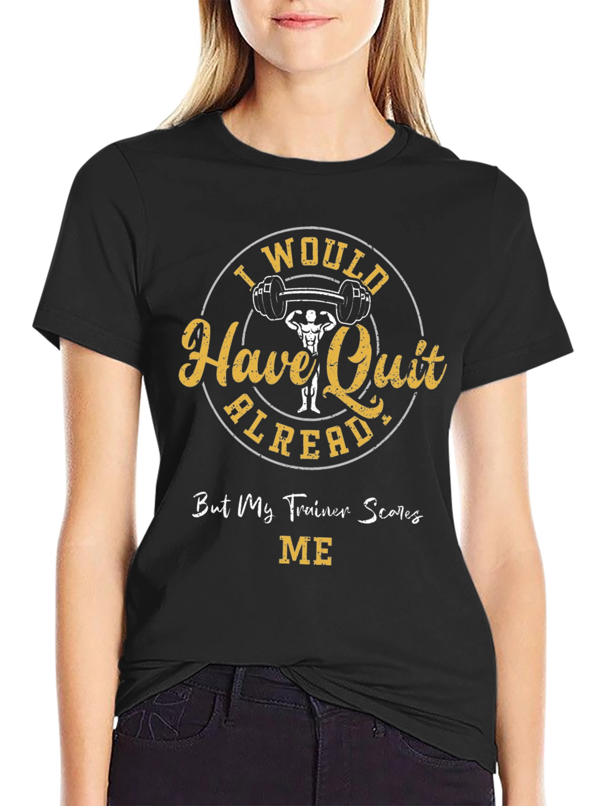 Funny Gym Workout T-Shirt - Trainer Scares Me