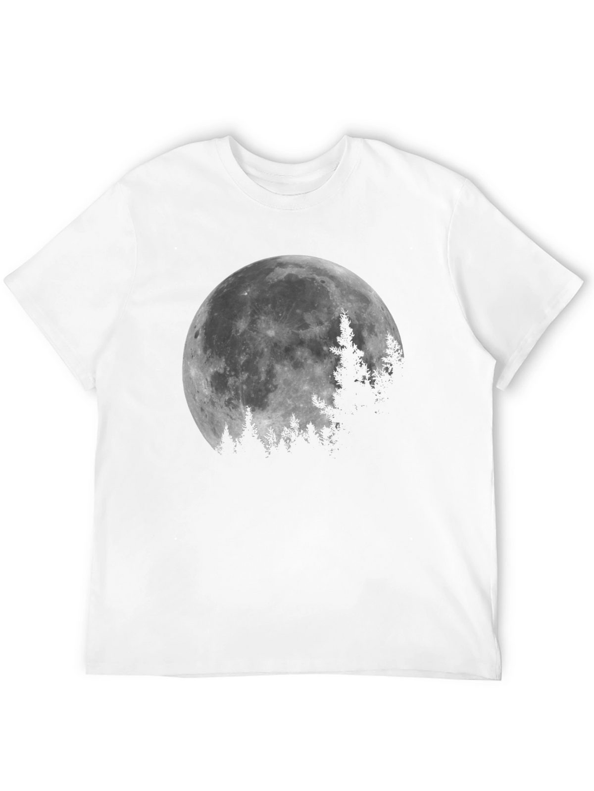 Moonlit Forest Graphic Tee - Black Cotton T-Shirt