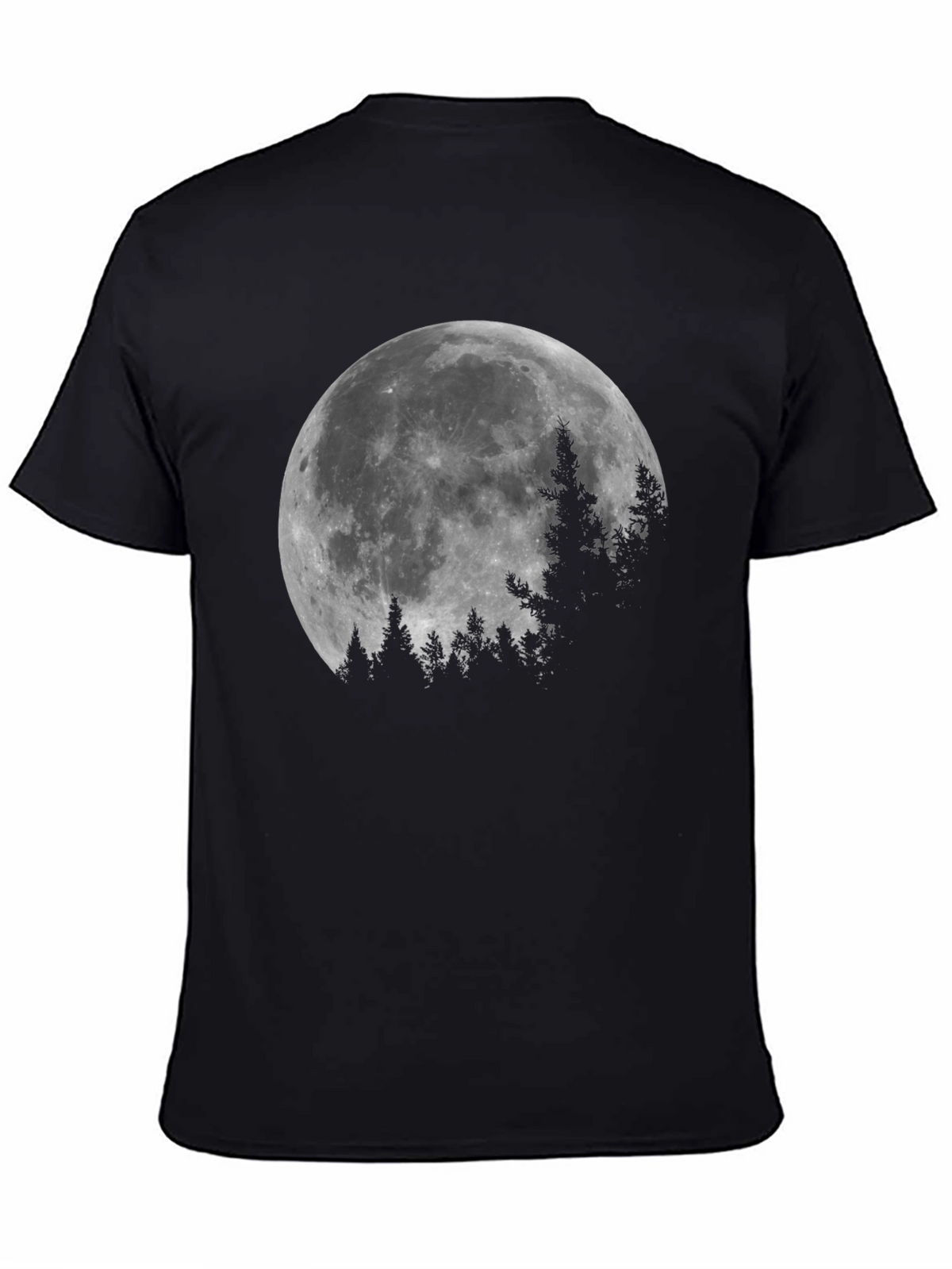 Moonlit Forest Graphic Tee - Black Cotton T-Shirt
