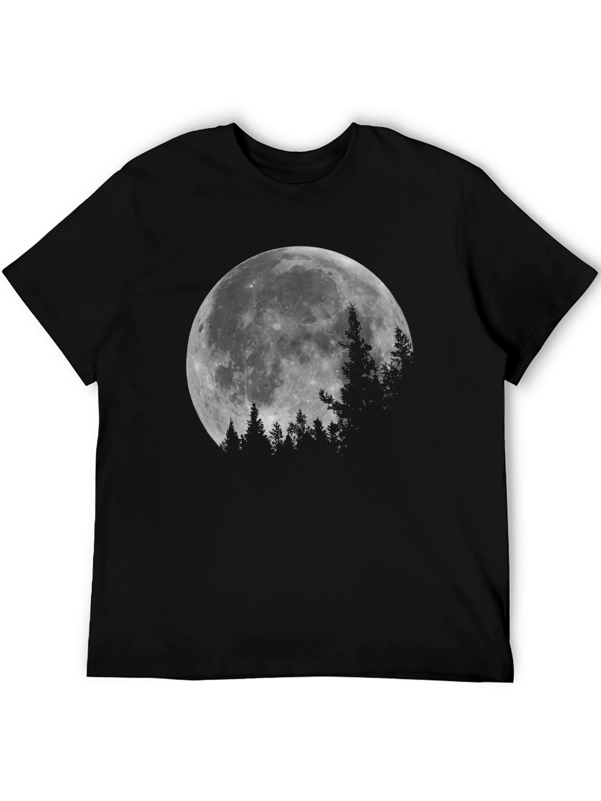 Moonlit Forest Graphic Tee - Black Cotton T-Shirt