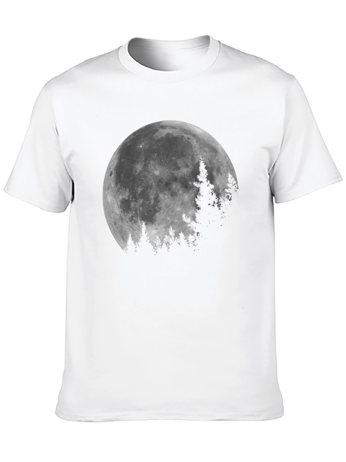 Moonlit Forest Graphic Tee - Black Cotton T-Shirt