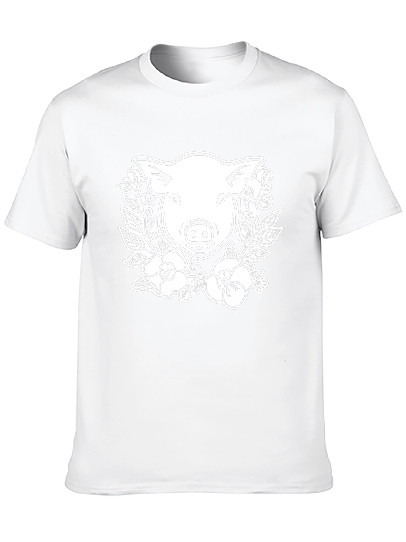 Pig Floral Graphic Tee - Black Cotton T-Shirt