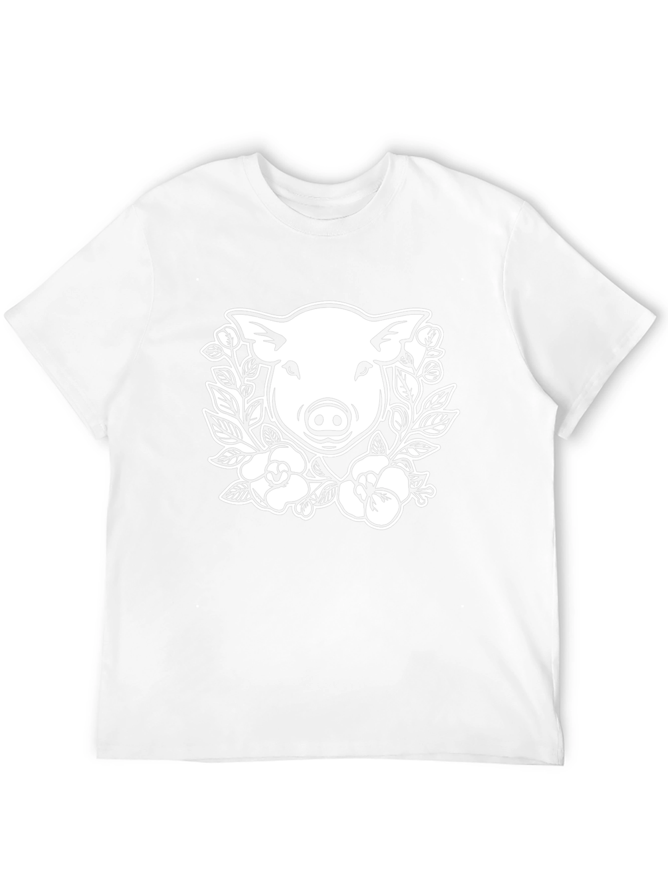 Pig Floral Graphic Tee - Black Cotton T-Shirt