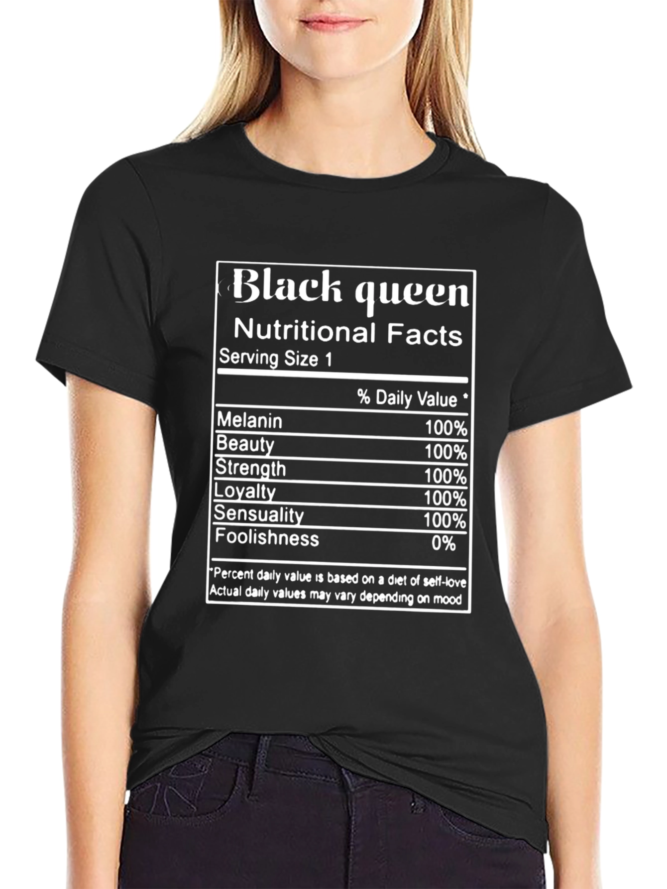 Black Queen Nutritional Facts Graphic T-Shirt