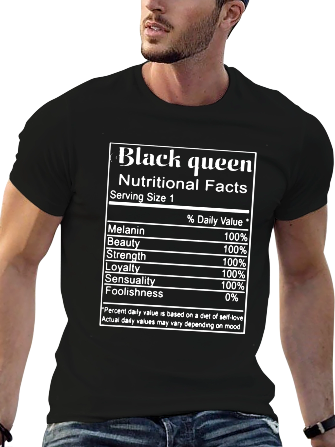 Black Queen Nutritional Facts Graphic T-Shirt