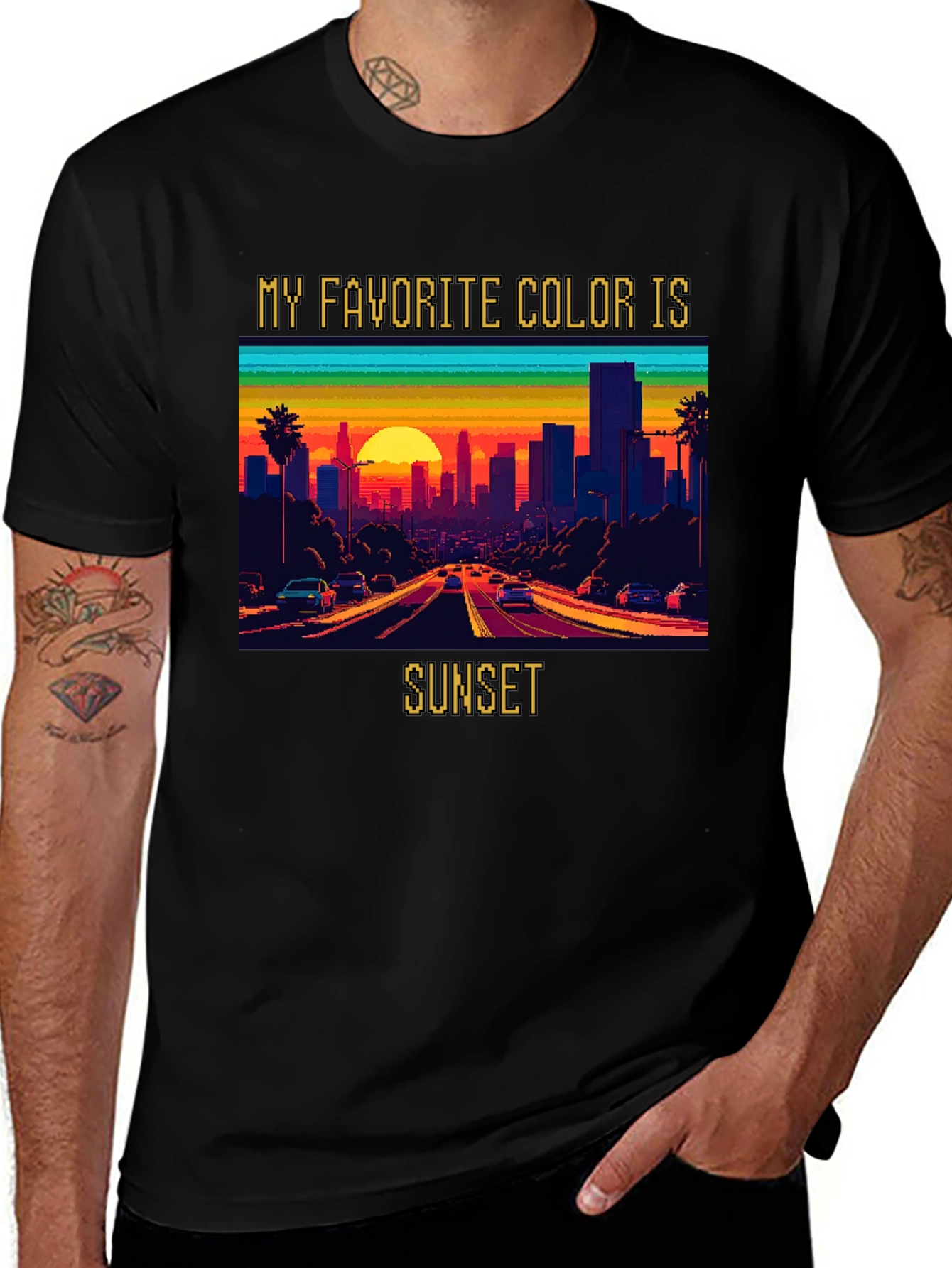 Sunset Lover Tee - Retro Pixel Art Style