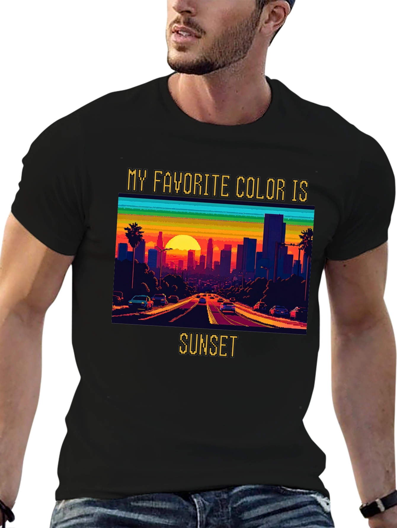 Sunset Lover Tee - Retro Pixel Art Style
