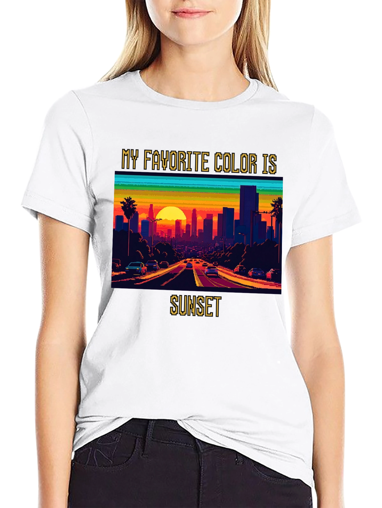 Sunset Lover Tee - Retro Pixel Art Style