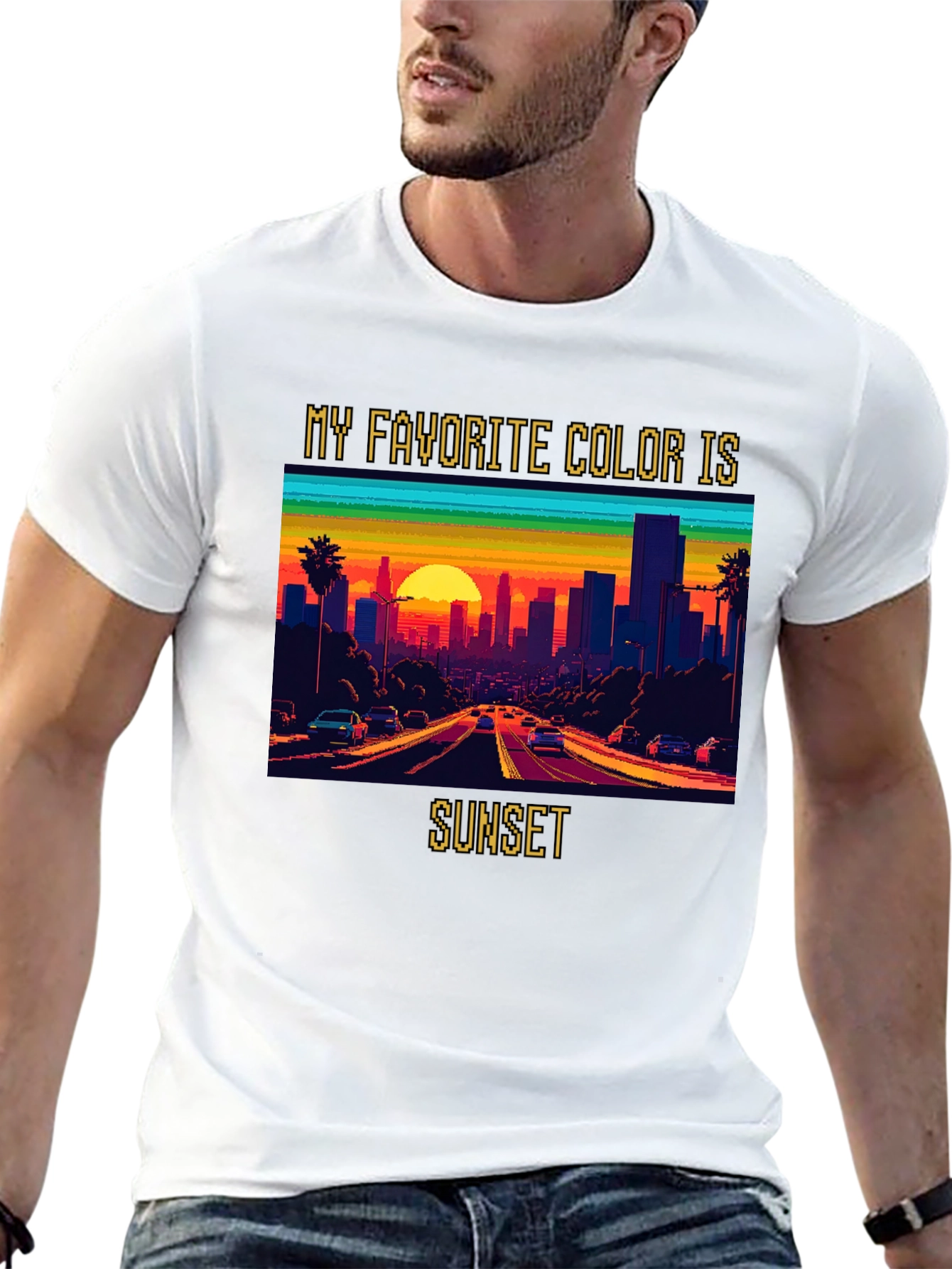 Sunset Lover Tee - Retro Pixel Art Style