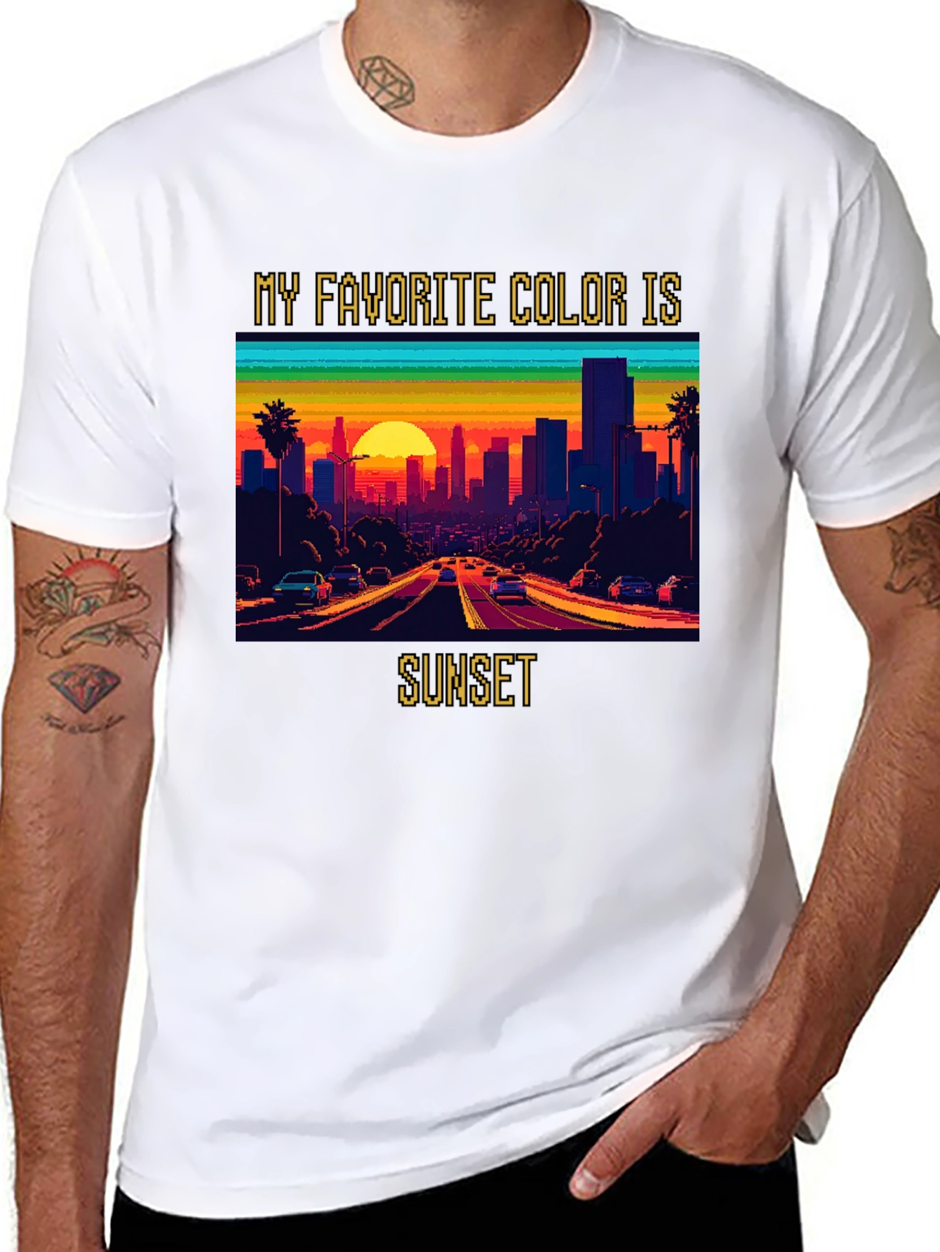 Sunset Lover Tee - Retro Pixel Art Style