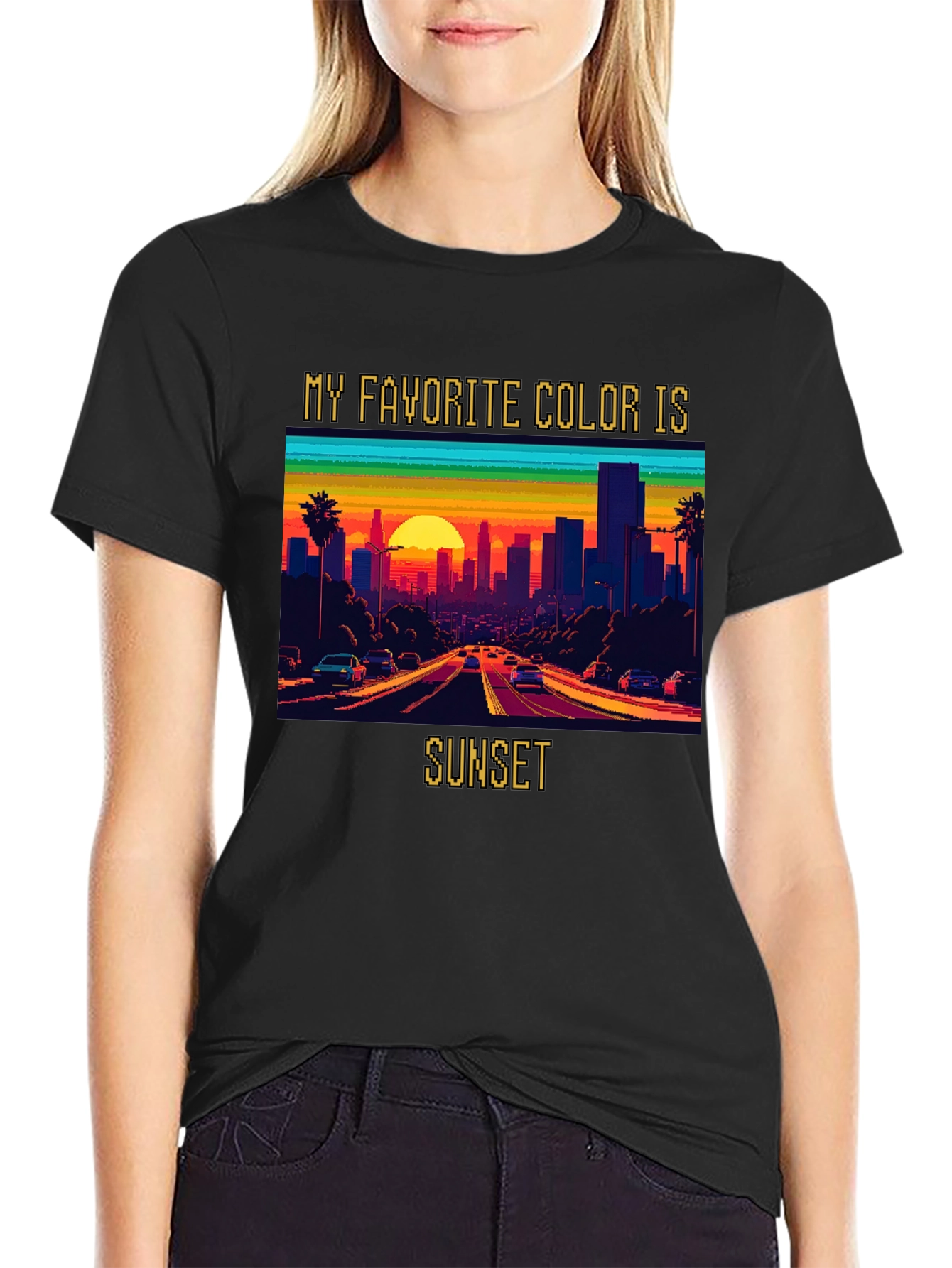 Sunset Lover Tee - Retro Pixel Art Style