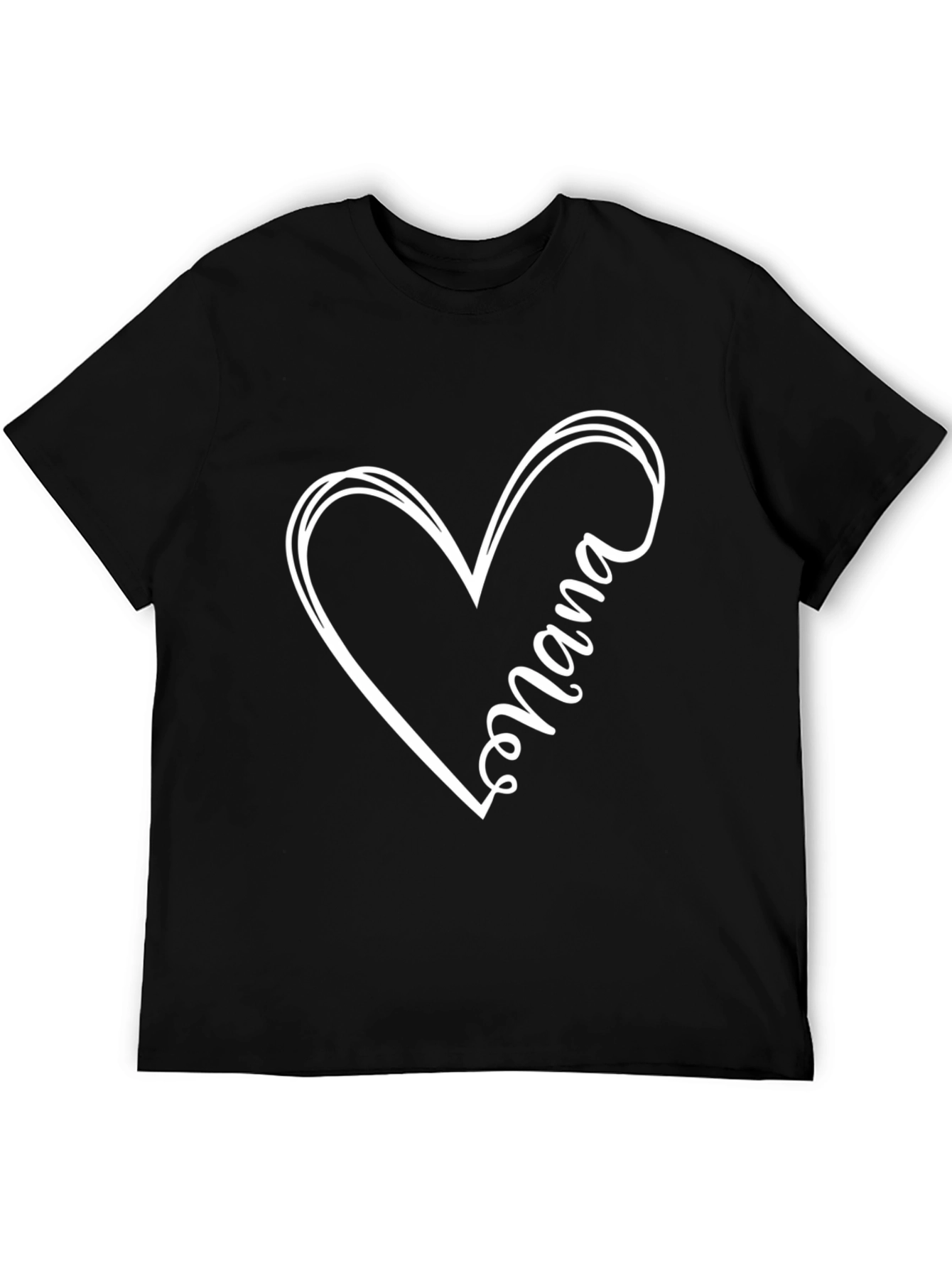 Nana Heart Graphic Tee - Black Cotton Blend