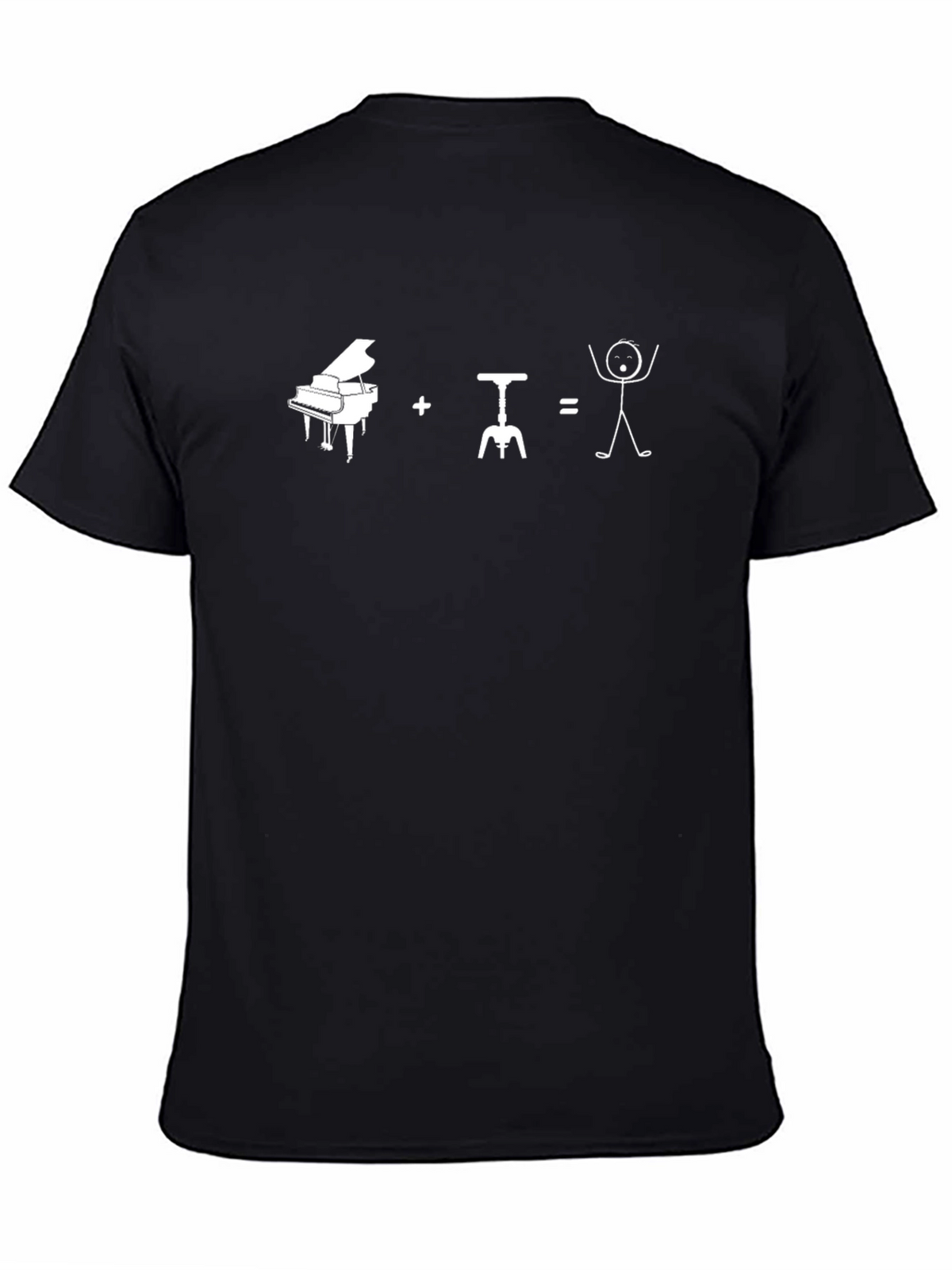 Funny Piano Wine Equals Stick Figure Graphic T-Shirt