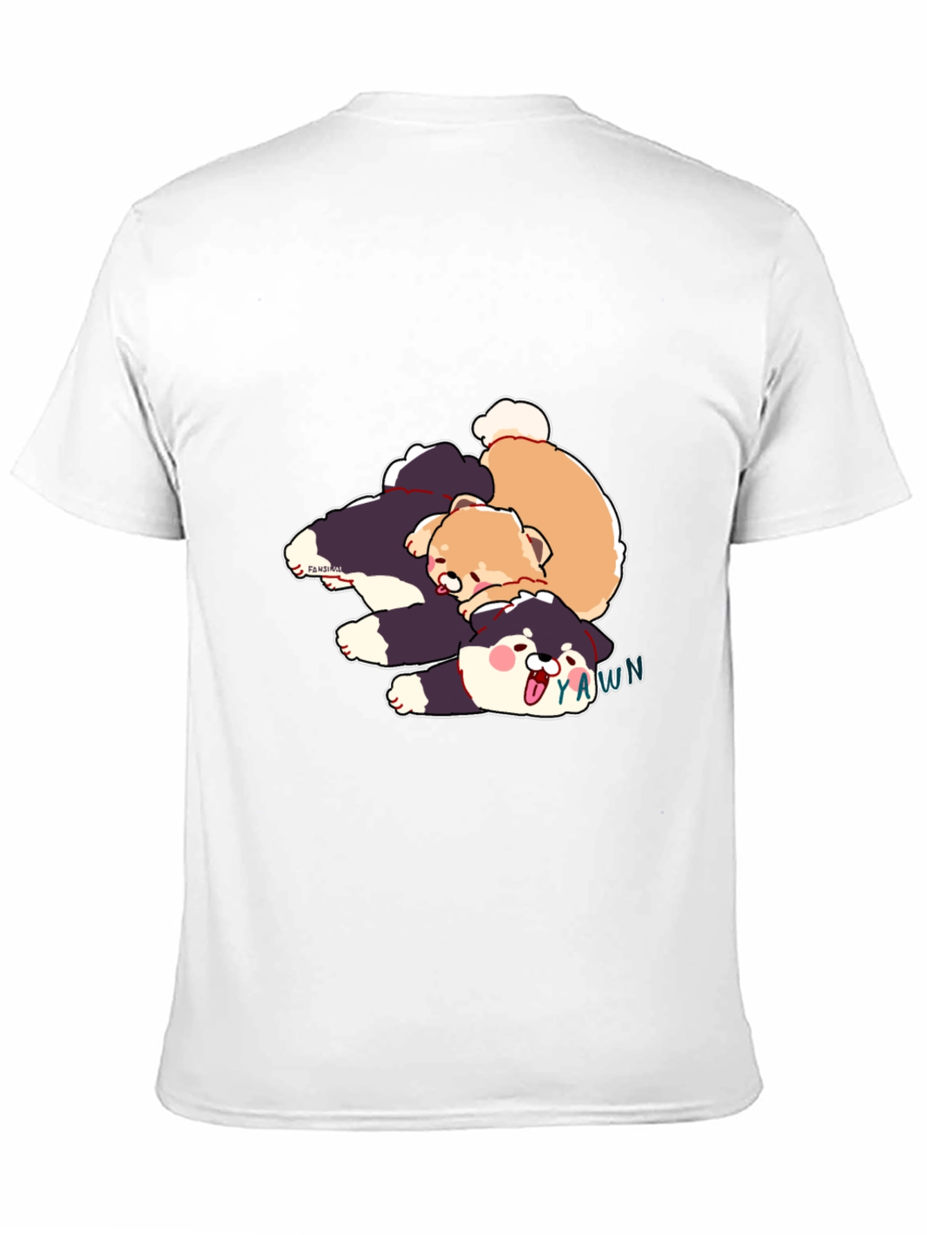 Cartoon Dog Pile Black T-Shirt