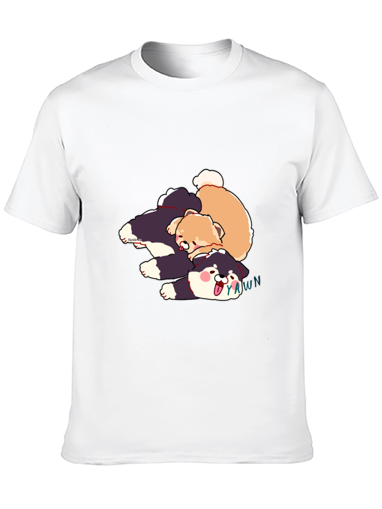 Cartoon Dog Pile Black T-Shirt