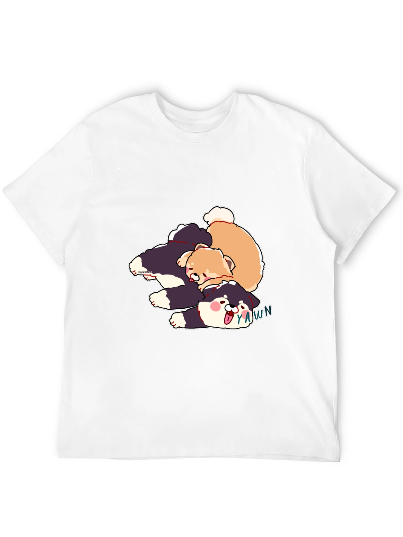 Cartoon Dog Pile Black T-Shirt