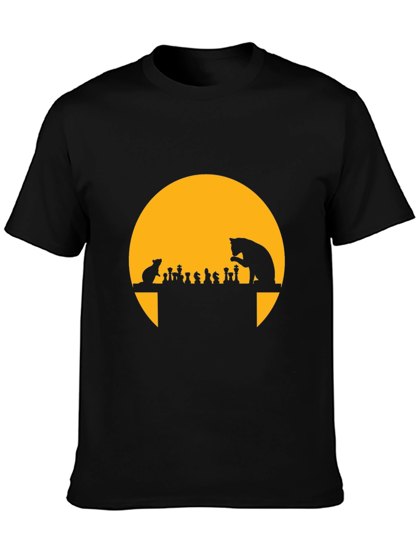 Cat & Mouse Chess T-Shirt - Funny Silhouette Tee