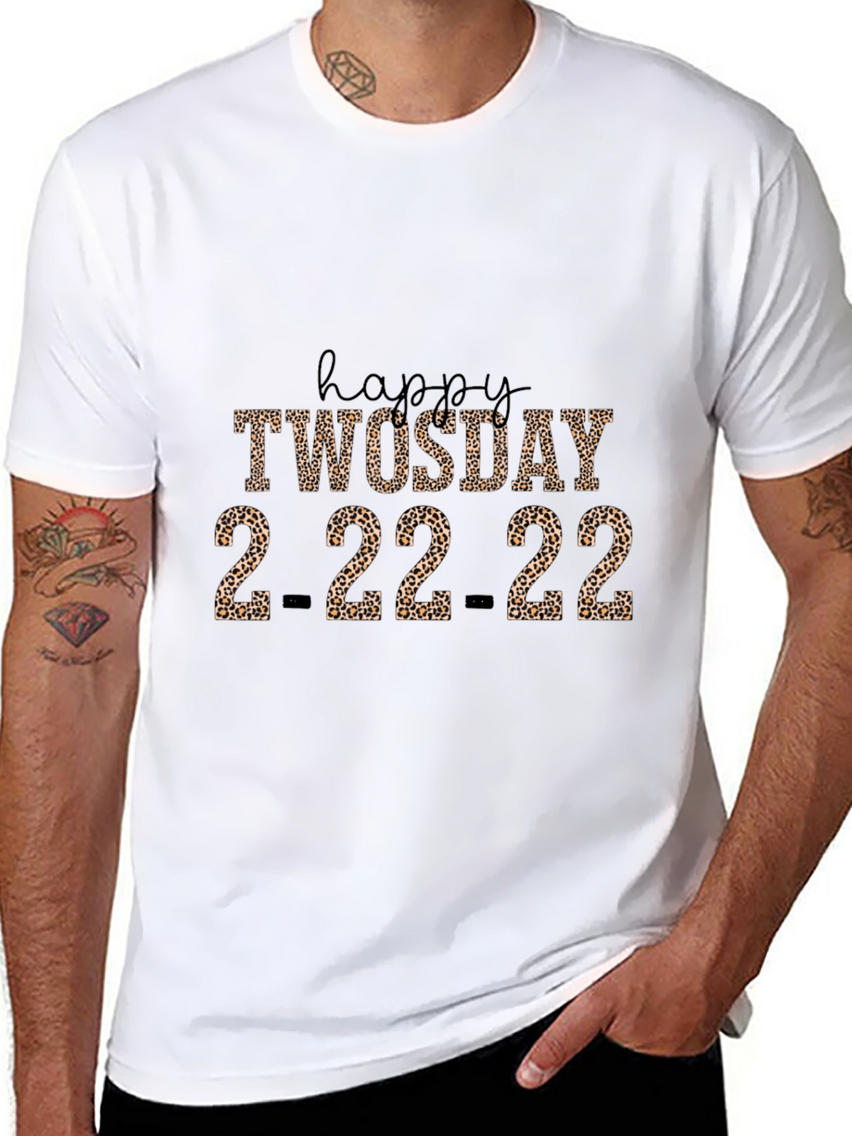 Happy Twosday 2-22-22 Leopard Print T-Shirt