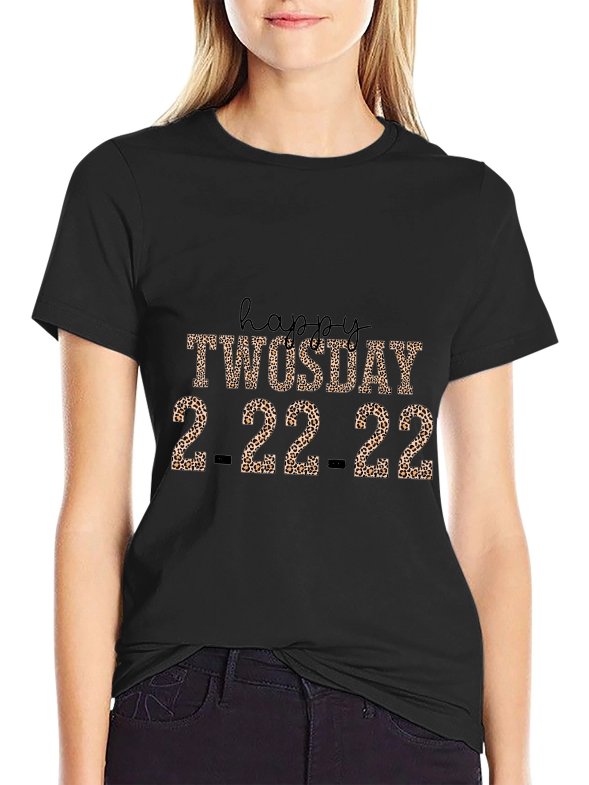 Happy Twosday 2-22-22 Leopard Print T-Shirt