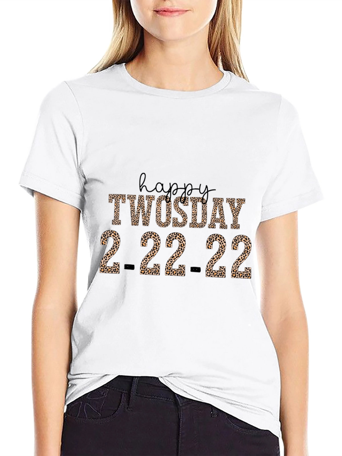 Happy Twosday 2-22-22 Leopard Print T-Shirt