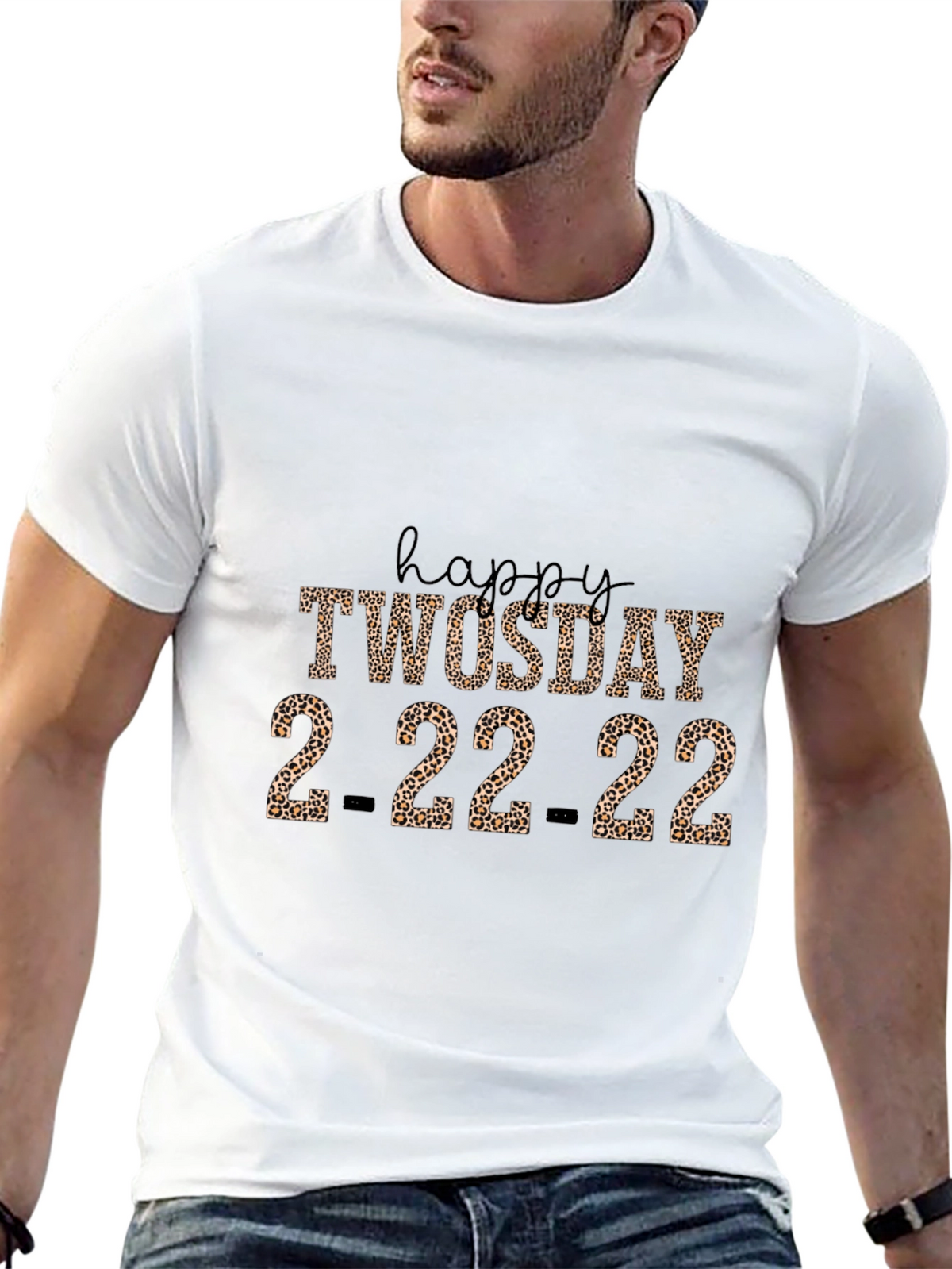 Happy Twosday 2-22-22 Leopard Print T-Shirt