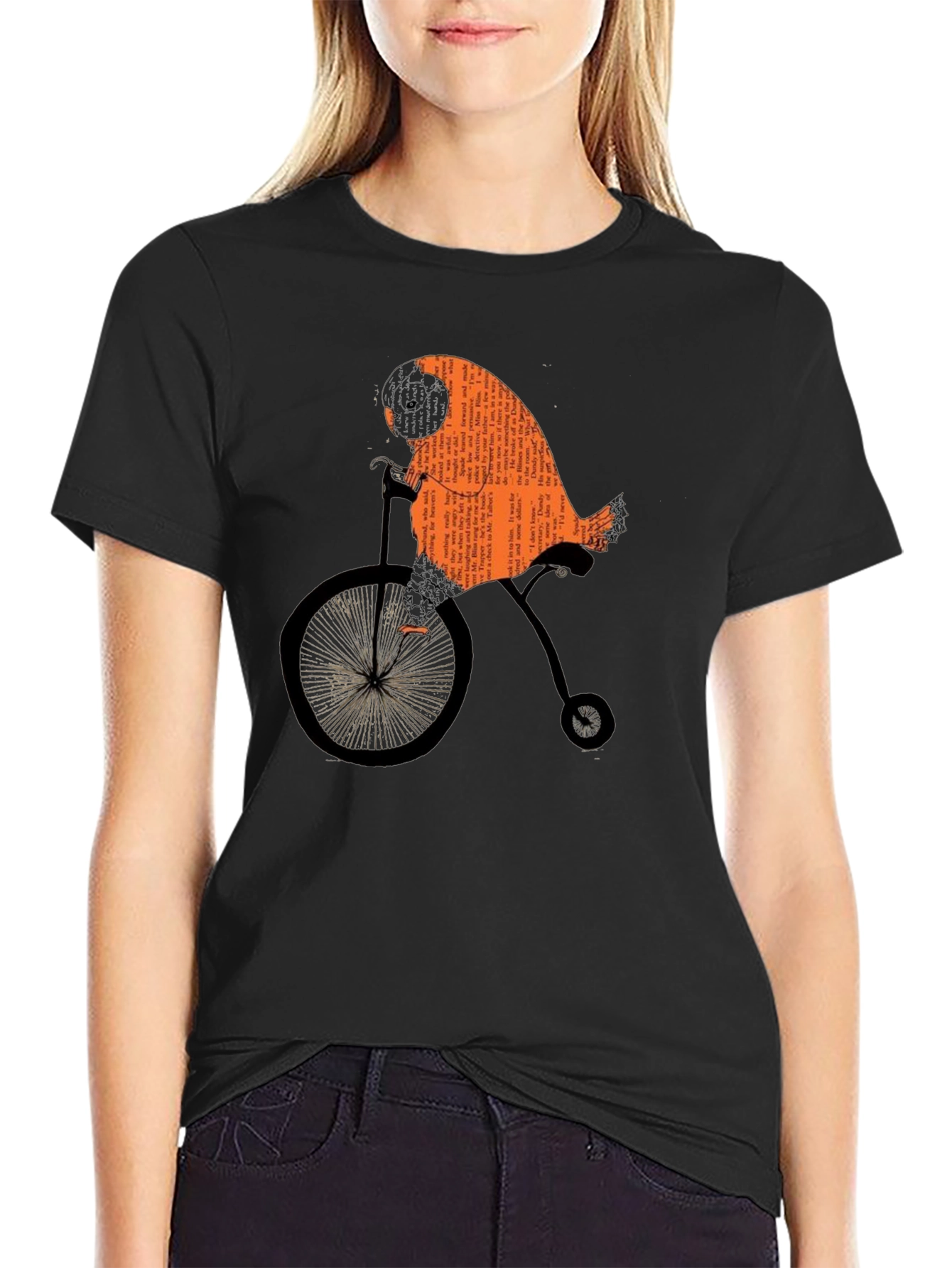 Whimsical Owl on Bicycle T-Shirt