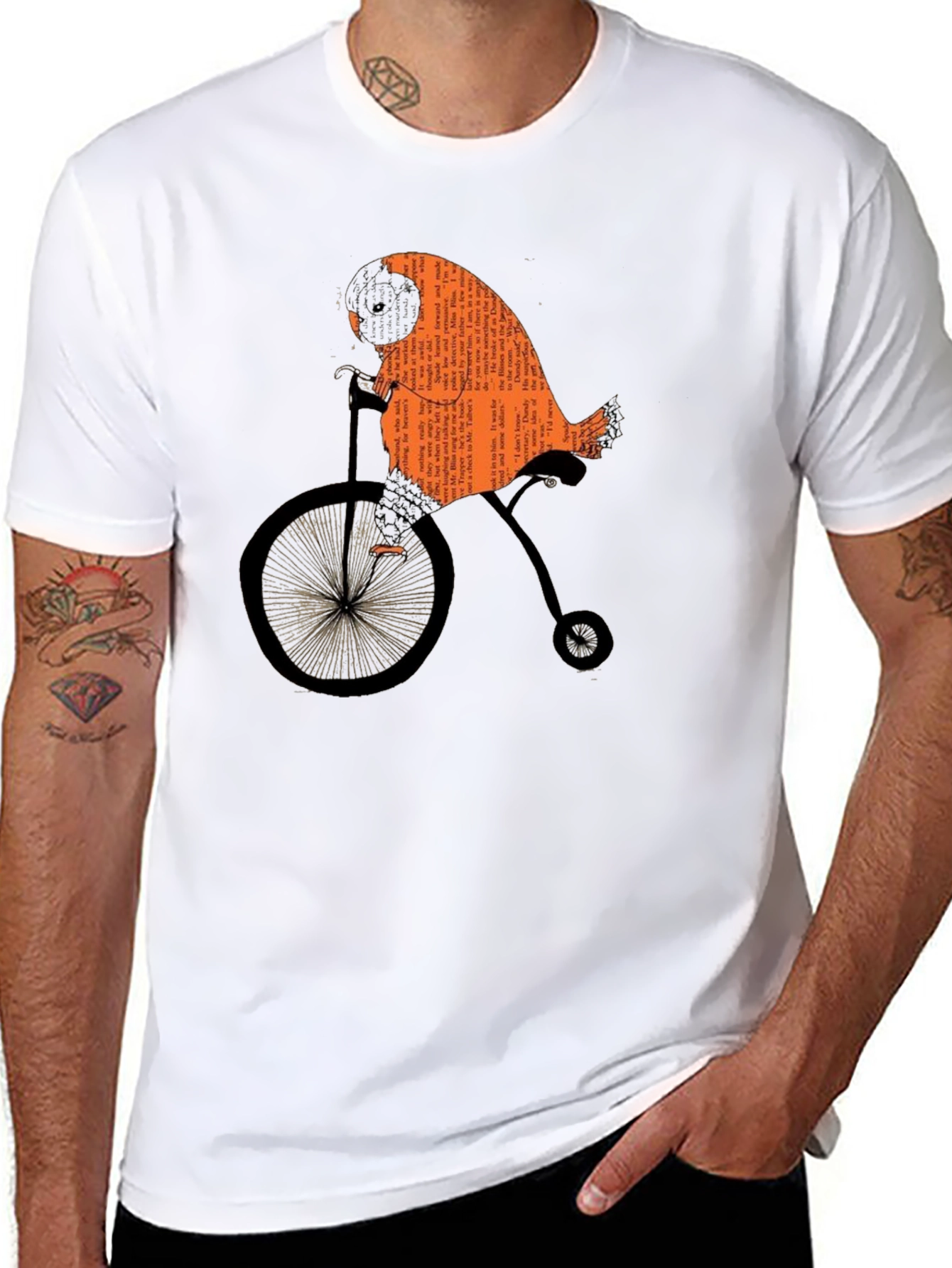 Whimsical Owl on Bicycle T-Shirt