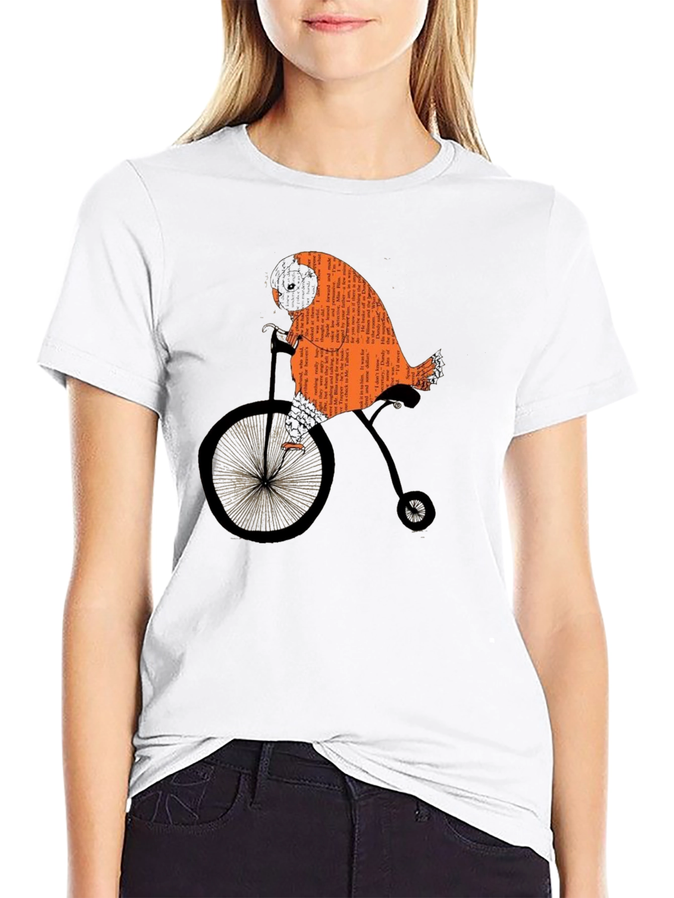 Whimsical Owl on Bicycle T-Shirt