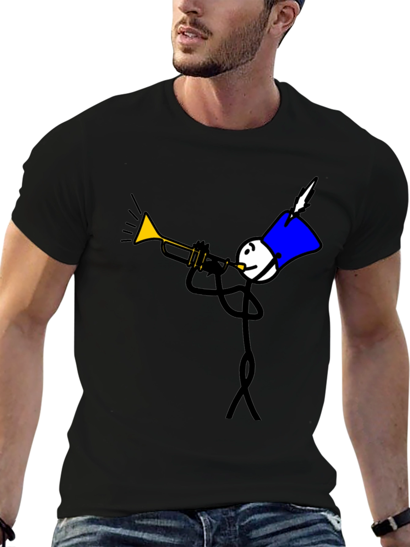 Stick Figure Trumpet Player Graphic Tee