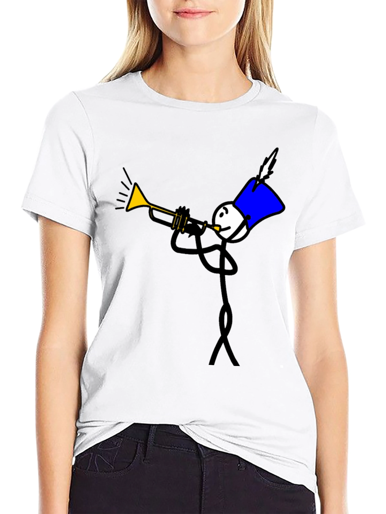 Stick Figure Trumpet Player Graphic Tee