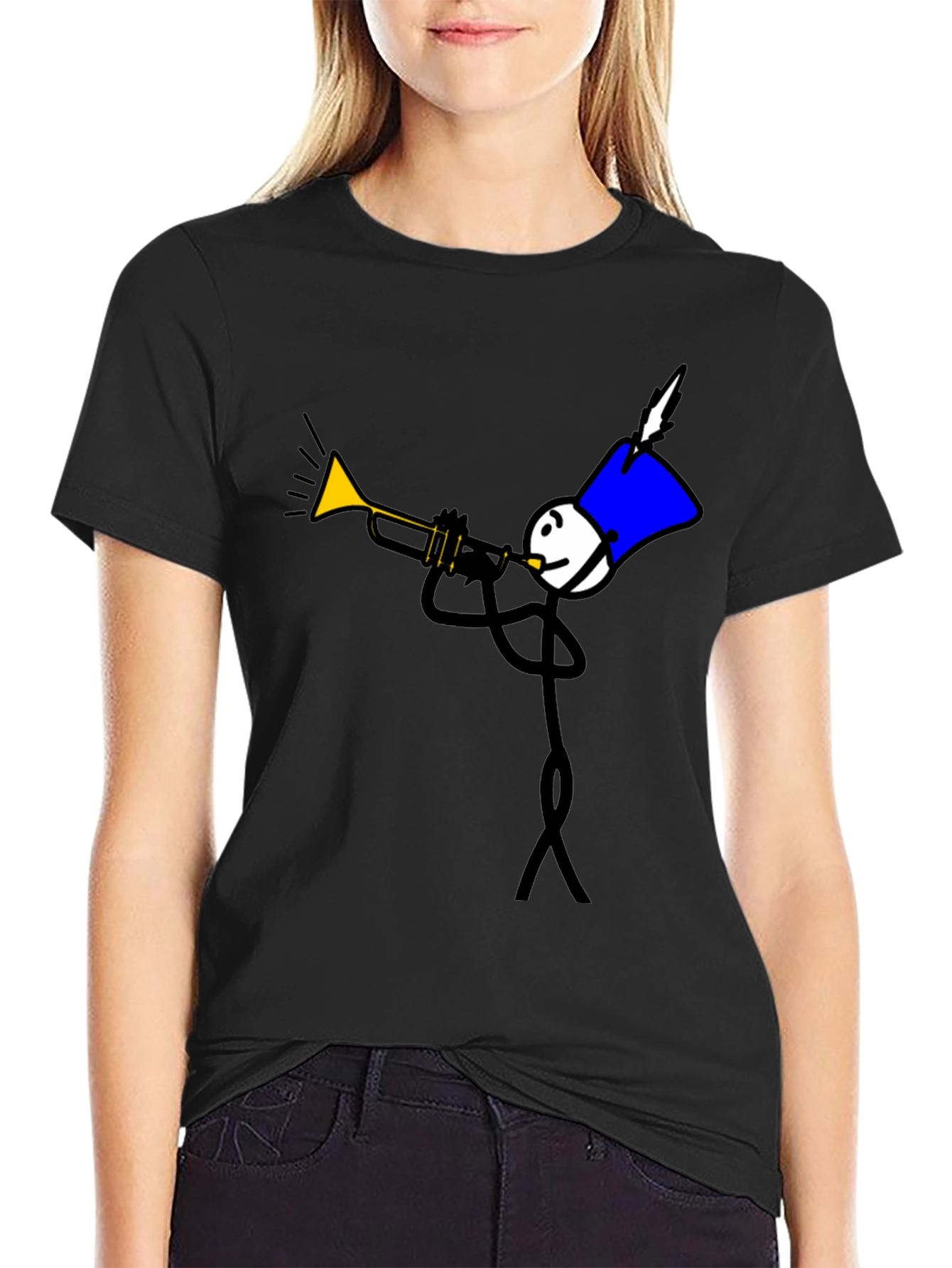 Stick Figure Trumpet Player Graphic Tee