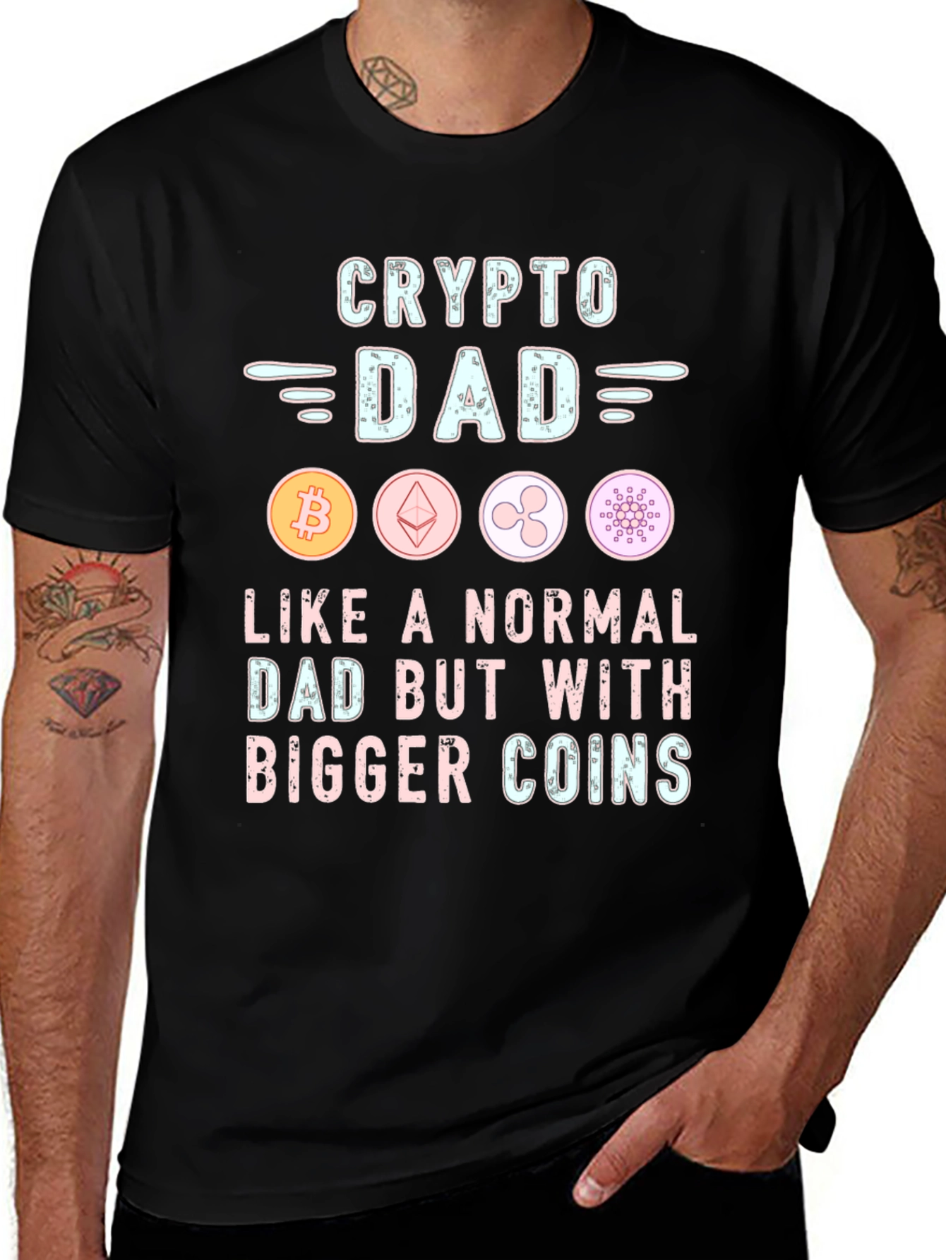 Crypto Dad T-Shirt - Bitcoin Ethereum Ripple Design