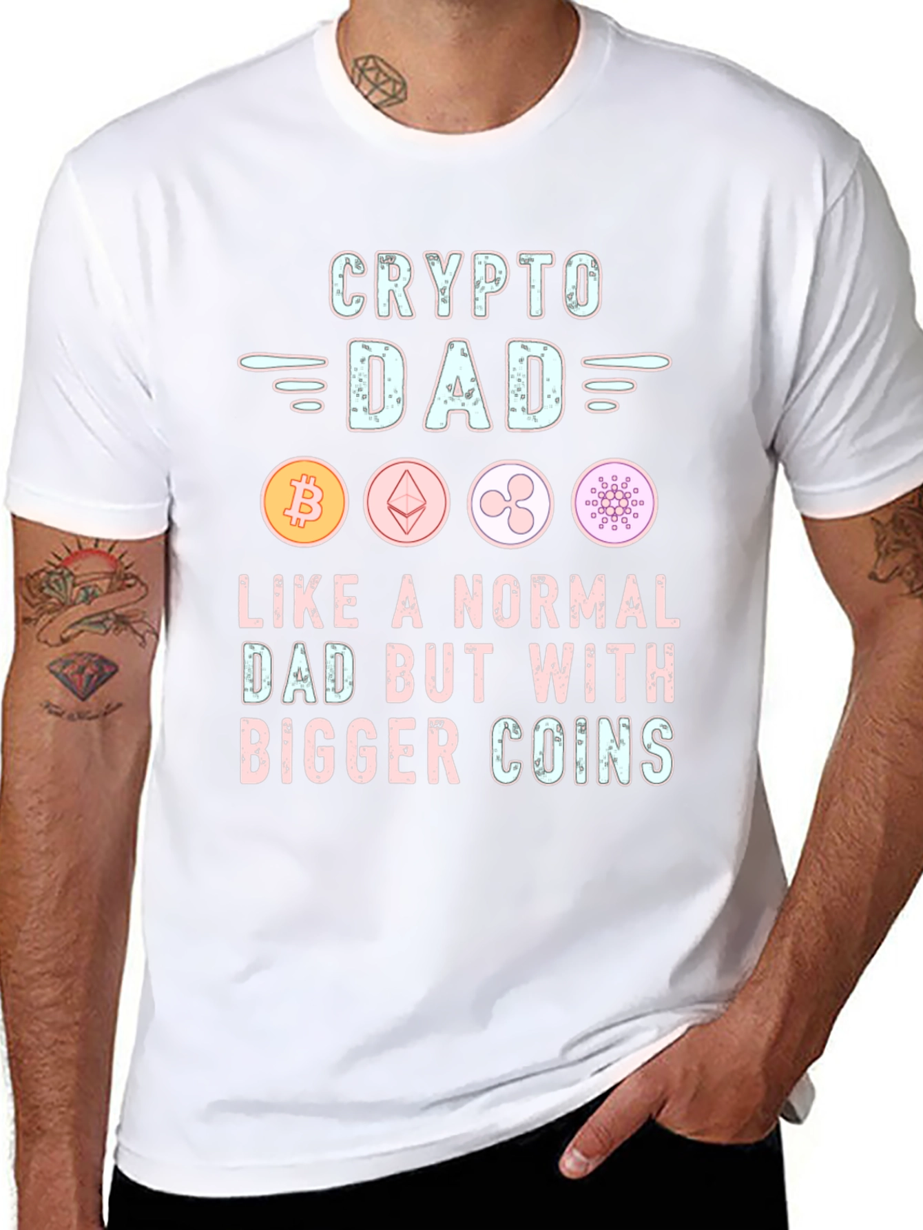 Crypto Dad T-Shirt - Bitcoin Ethereum Ripple Design