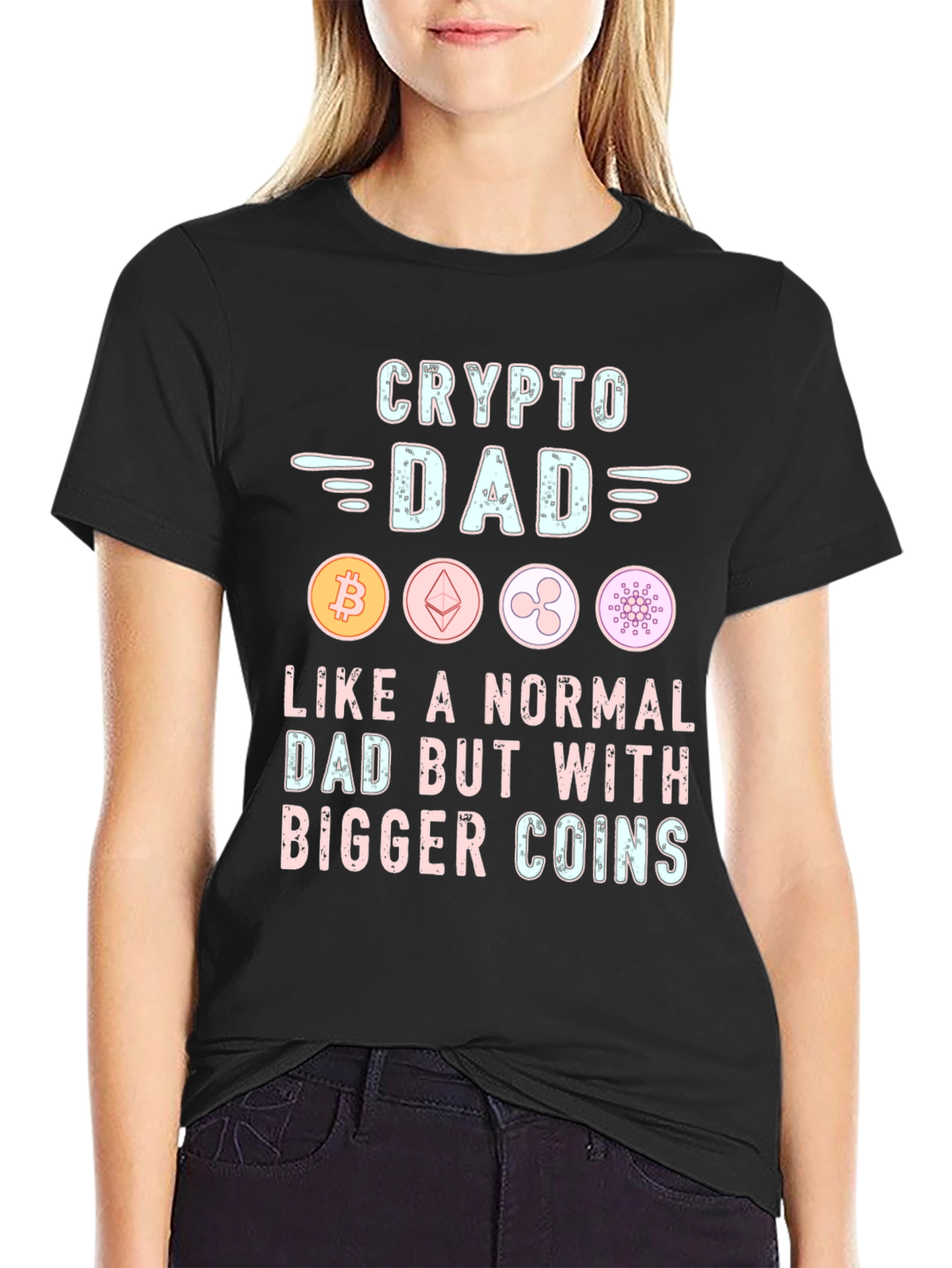 Crypto Dad T-Shirt - Bitcoin Ethereum Ripple Design