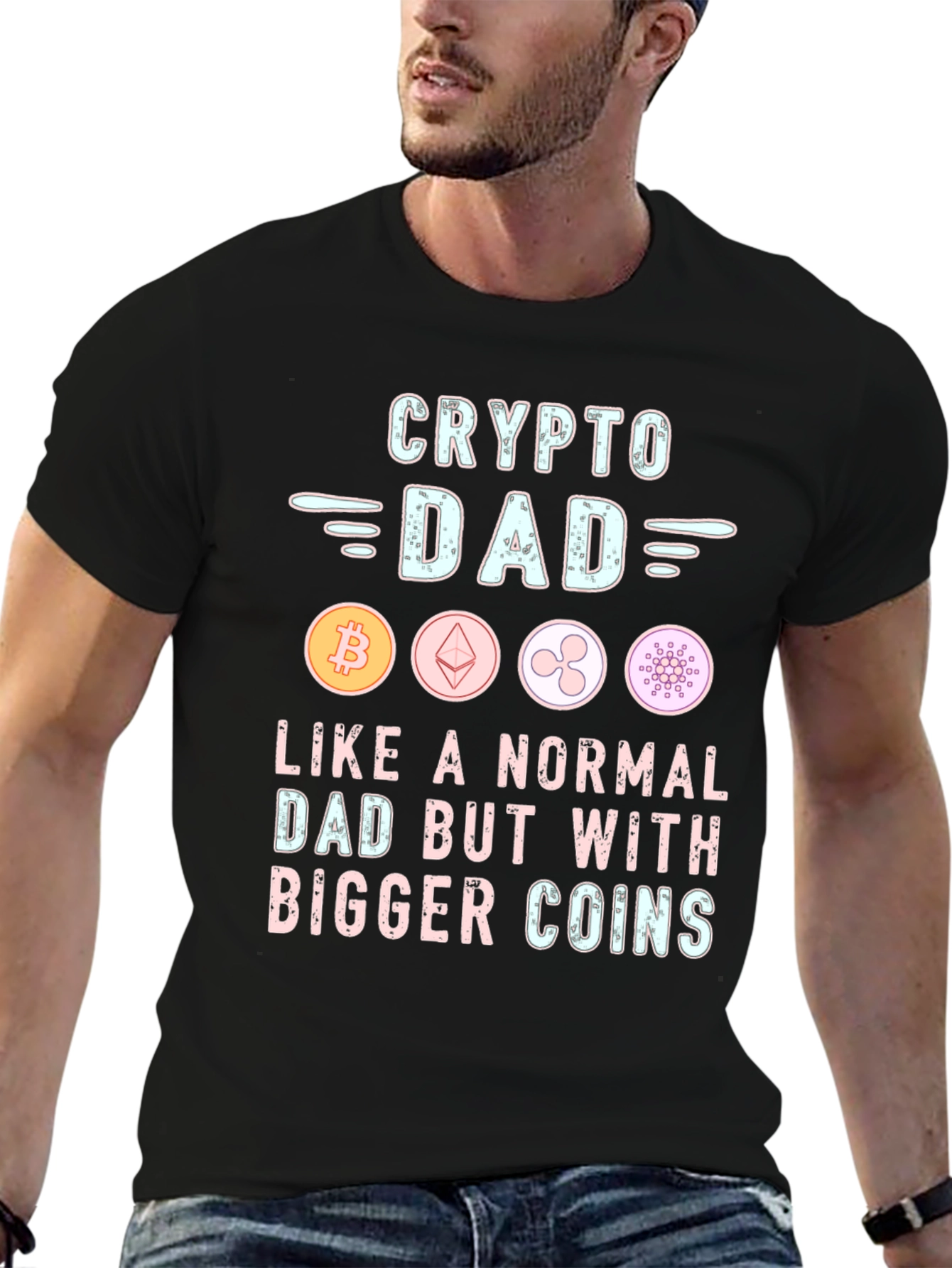 Crypto Dad T-Shirt - Bitcoin Ethereum Ripple Design