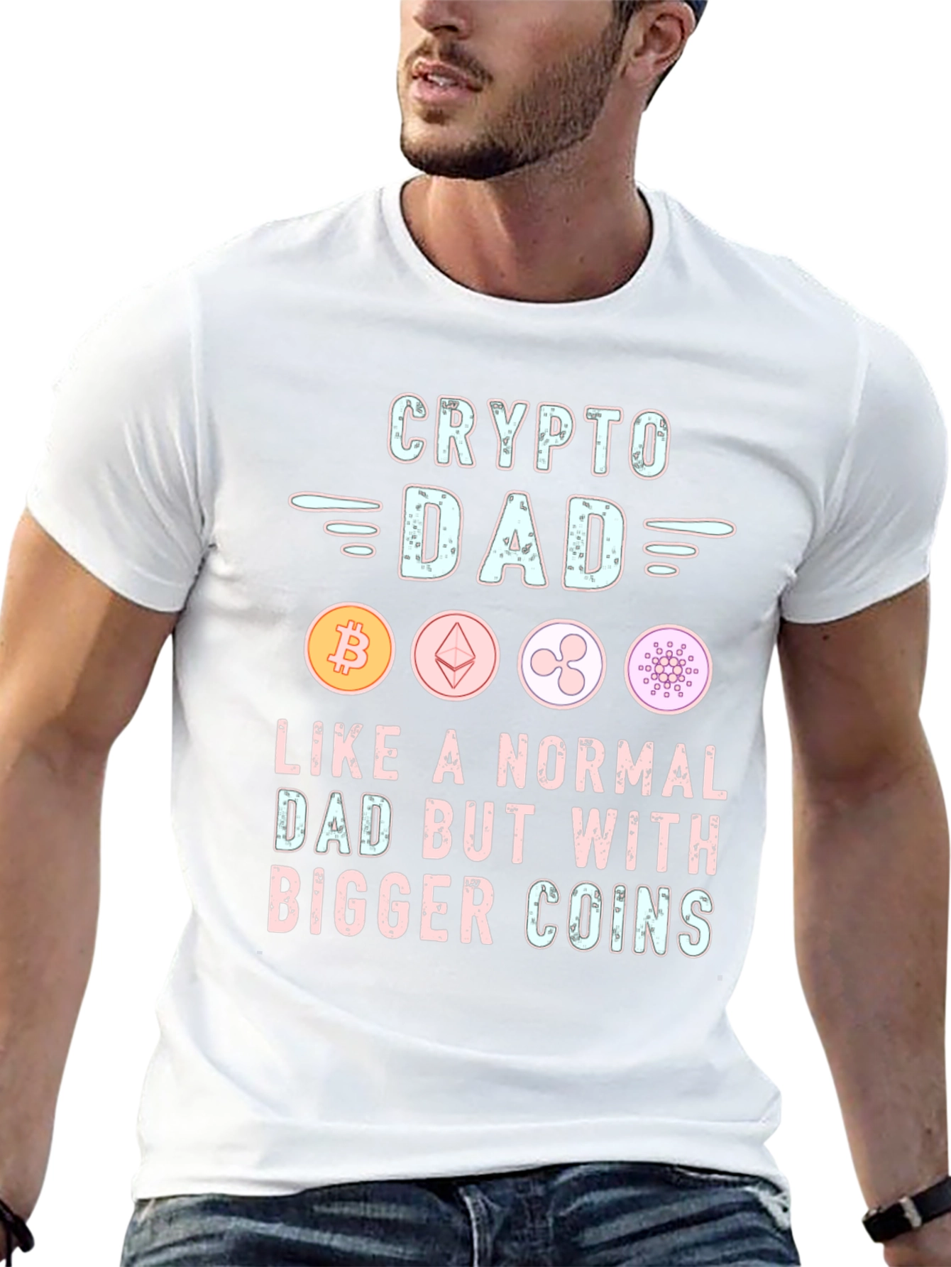 Crypto Dad T-Shirt - Bitcoin Ethereum Ripple Design