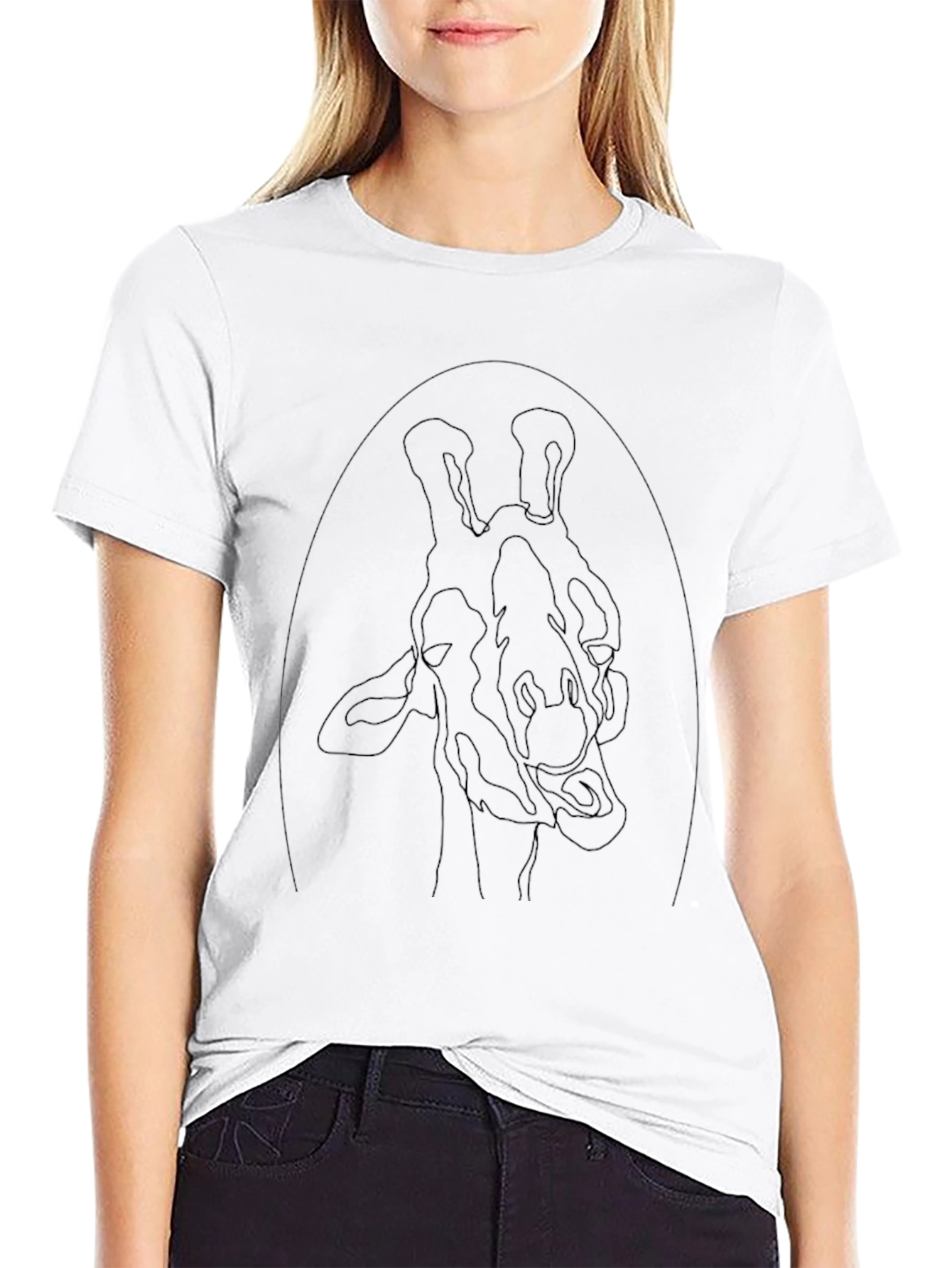 Black Giraffe Outline Graphic Tee