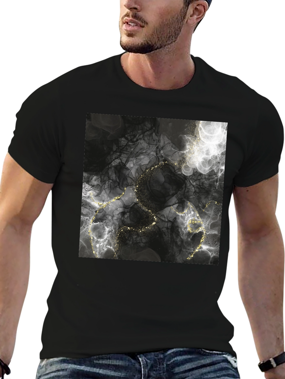 Abstract Gold Vein T-Shirt - Stylish Graphic Tee