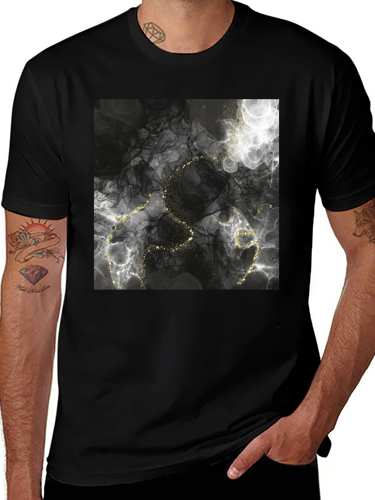 Abstract Gold Vein T-Shirt - Stylish Graphic Tee