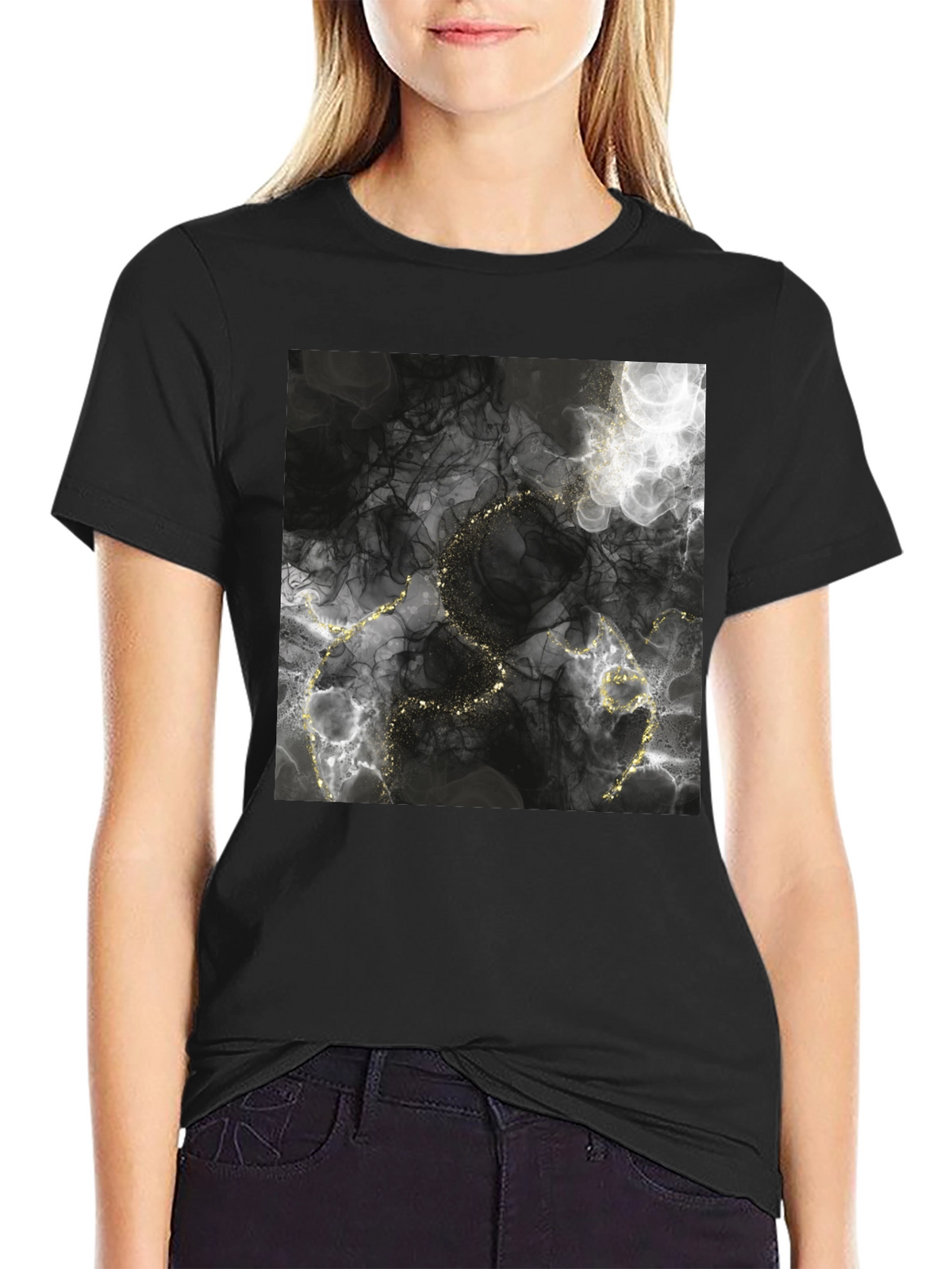 Abstract Gold Vein T-Shirt - Stylish Graphic Tee