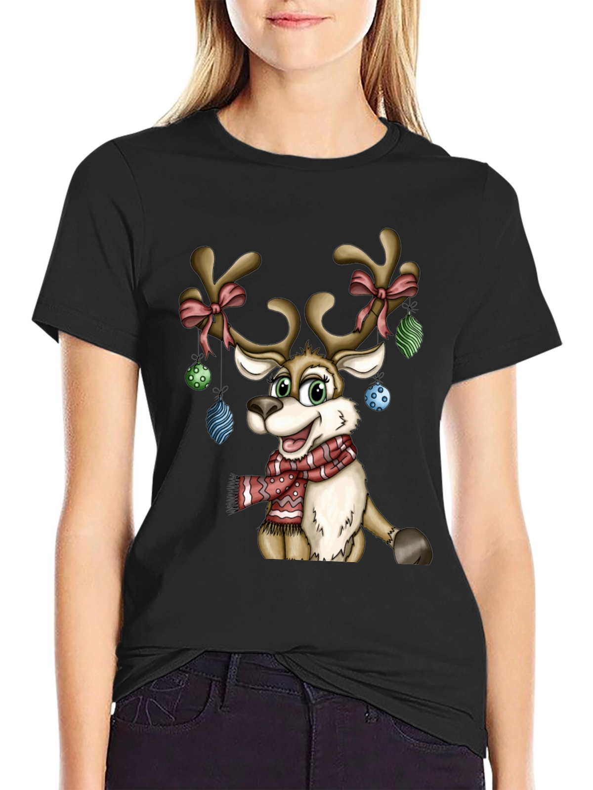 Festive Reindeer Christmas Graphic T-Shirt