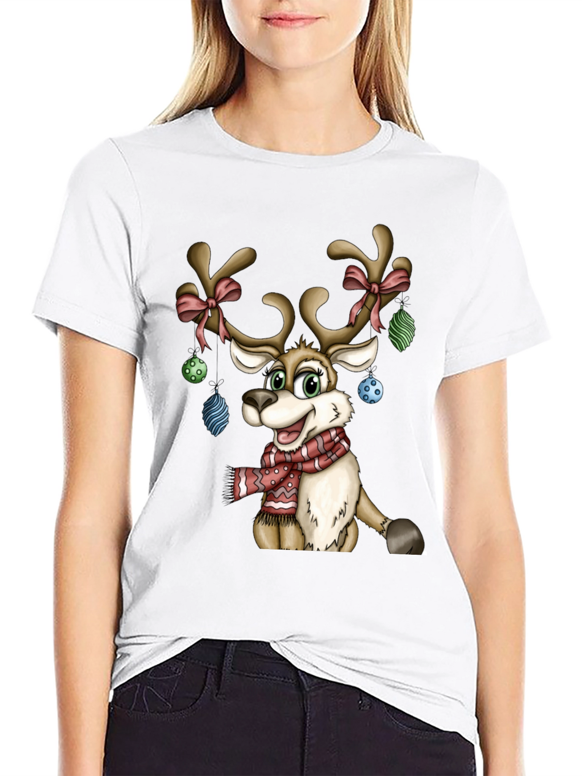 Festive Reindeer Christmas Graphic T-Shirt