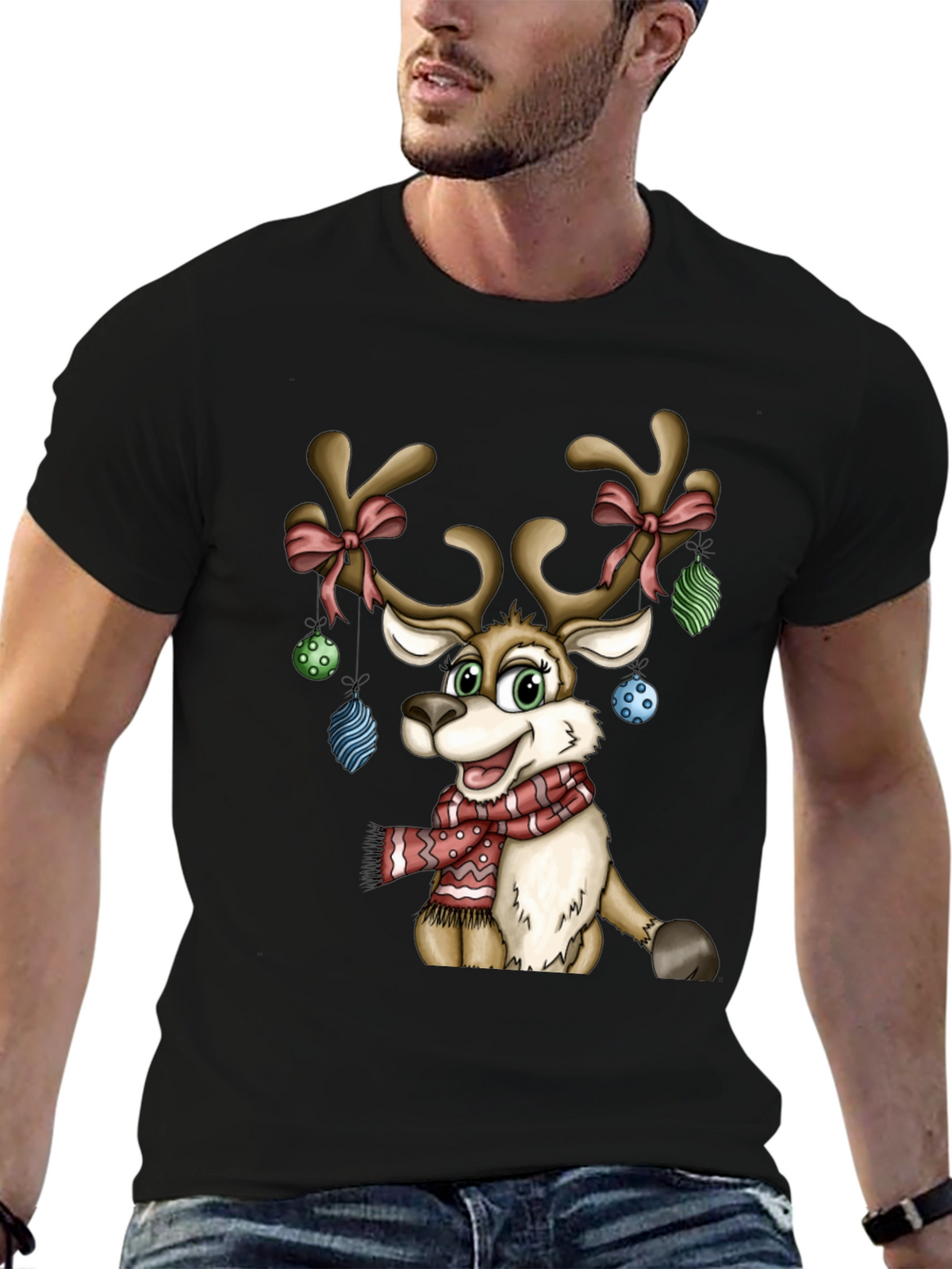 Festive Reindeer Christmas Graphic T-Shirt